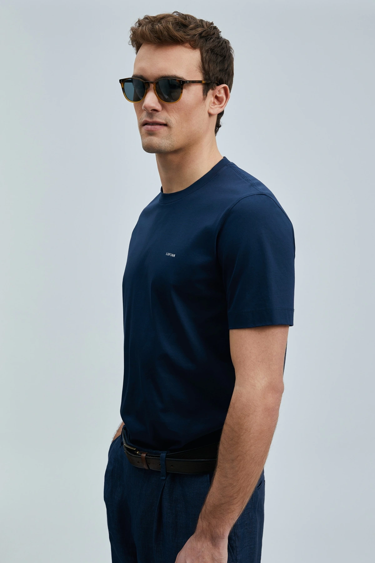 Lufian Erkek Bran Modern Grafik Lacivert T-Shirt 111020262