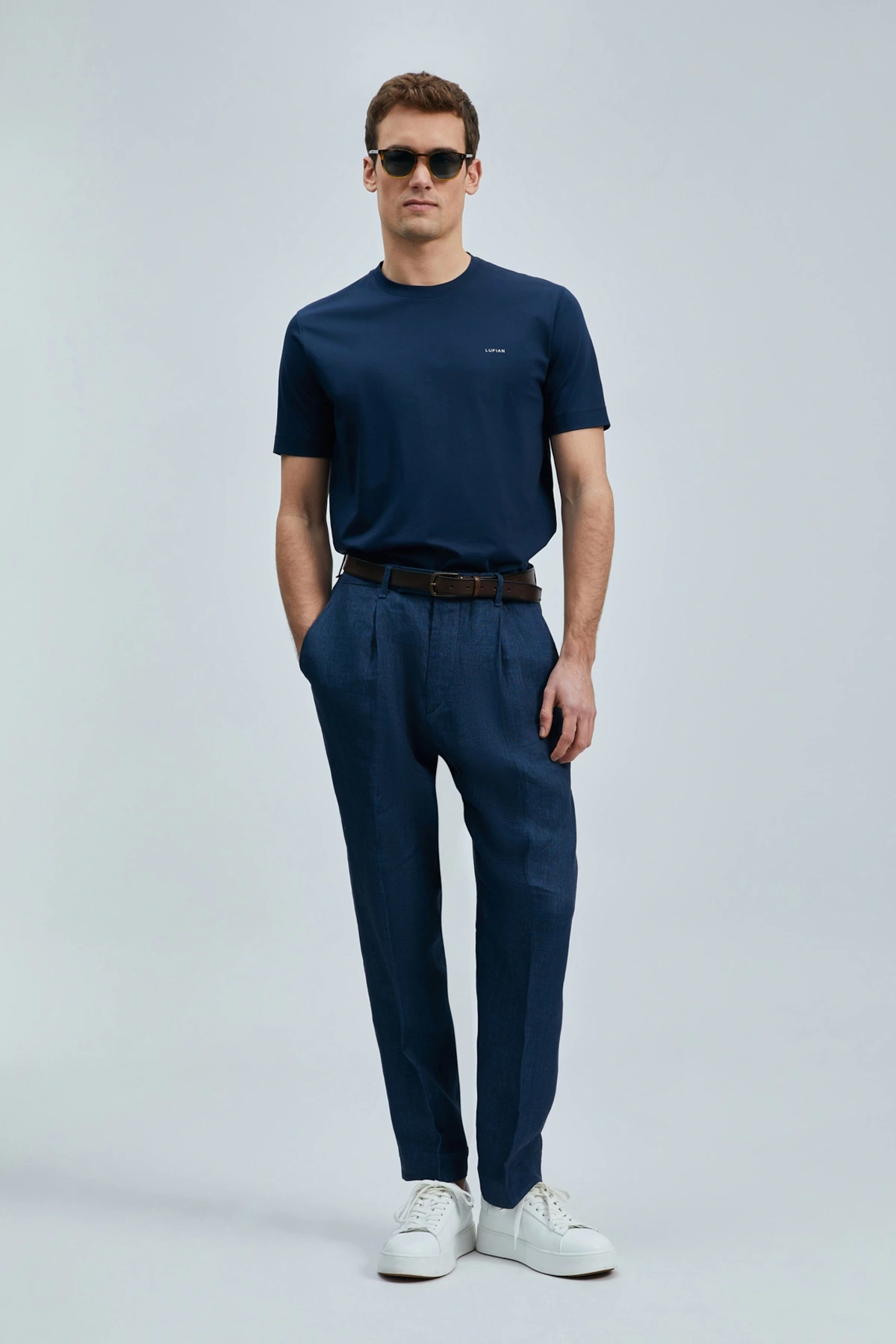 Lufian Erkek Bran Modern Grafik Lacivert T-Shirt 111020262