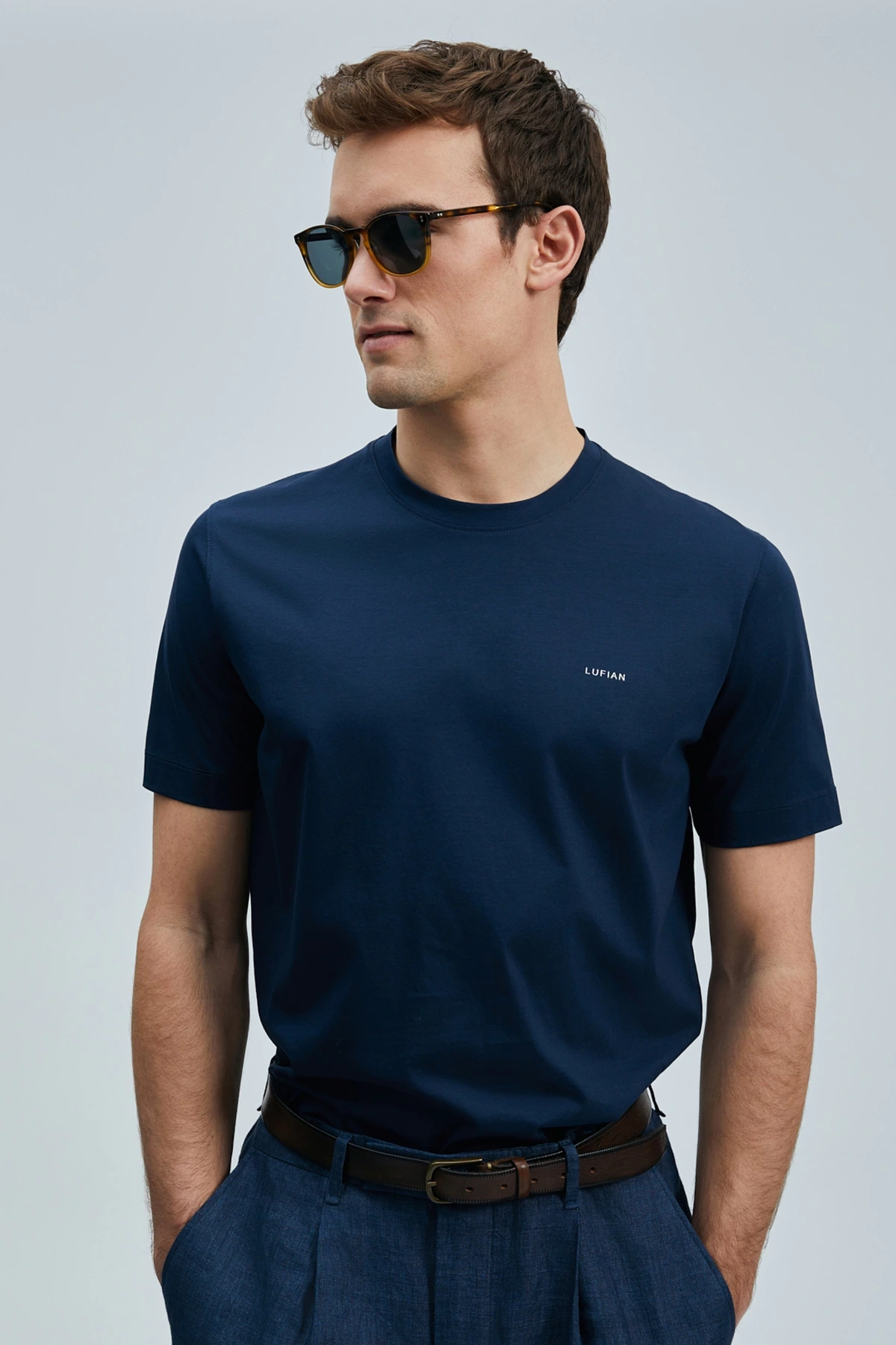 Lufian Erkek Bran Modern Grafik Lacivert T-Shirt 111020262