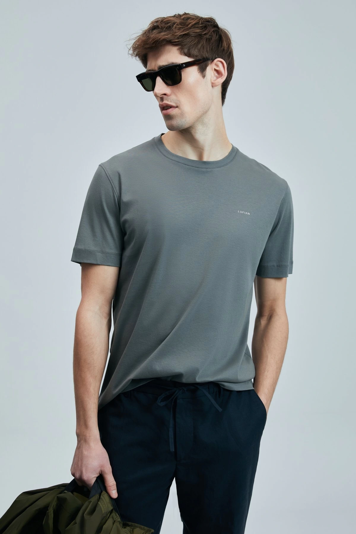 Lufian Erkek Bran Modern Grafik Koyu Yeşil T-Shirt 111020262