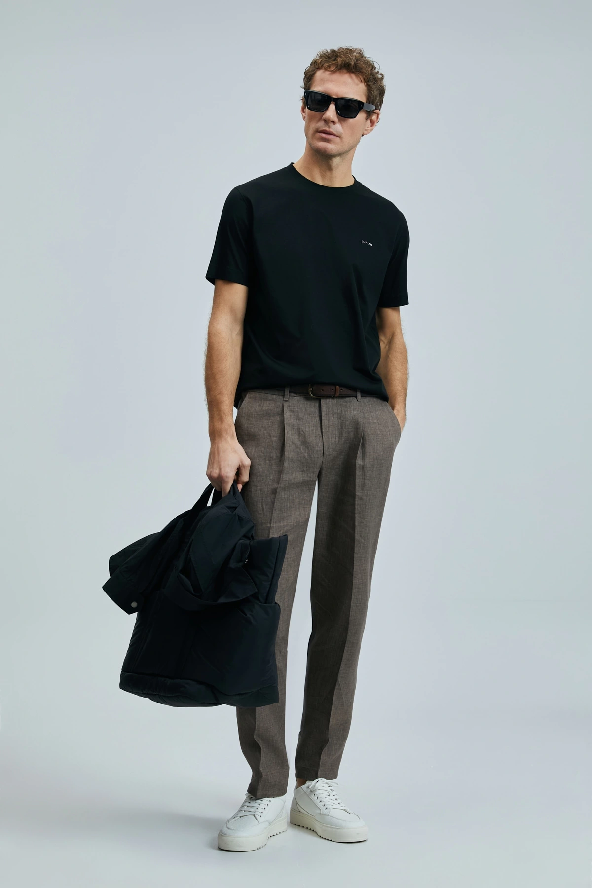 Lufian Erkek Bran Modern Grafik Siyah T-Shirt 111020262