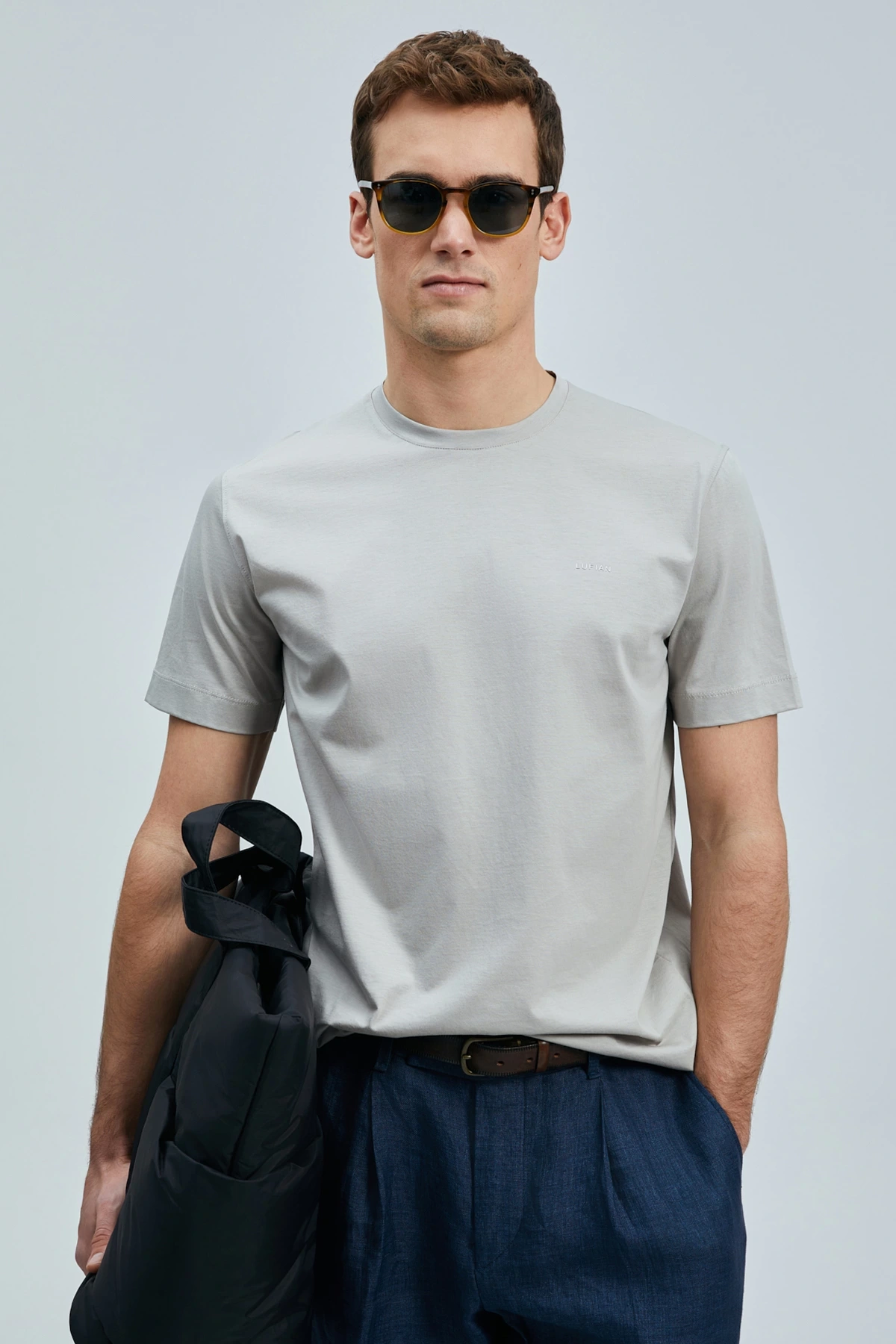 Lufian Erkek Bran Modern Grafik Bej T-Shirt IS111020262