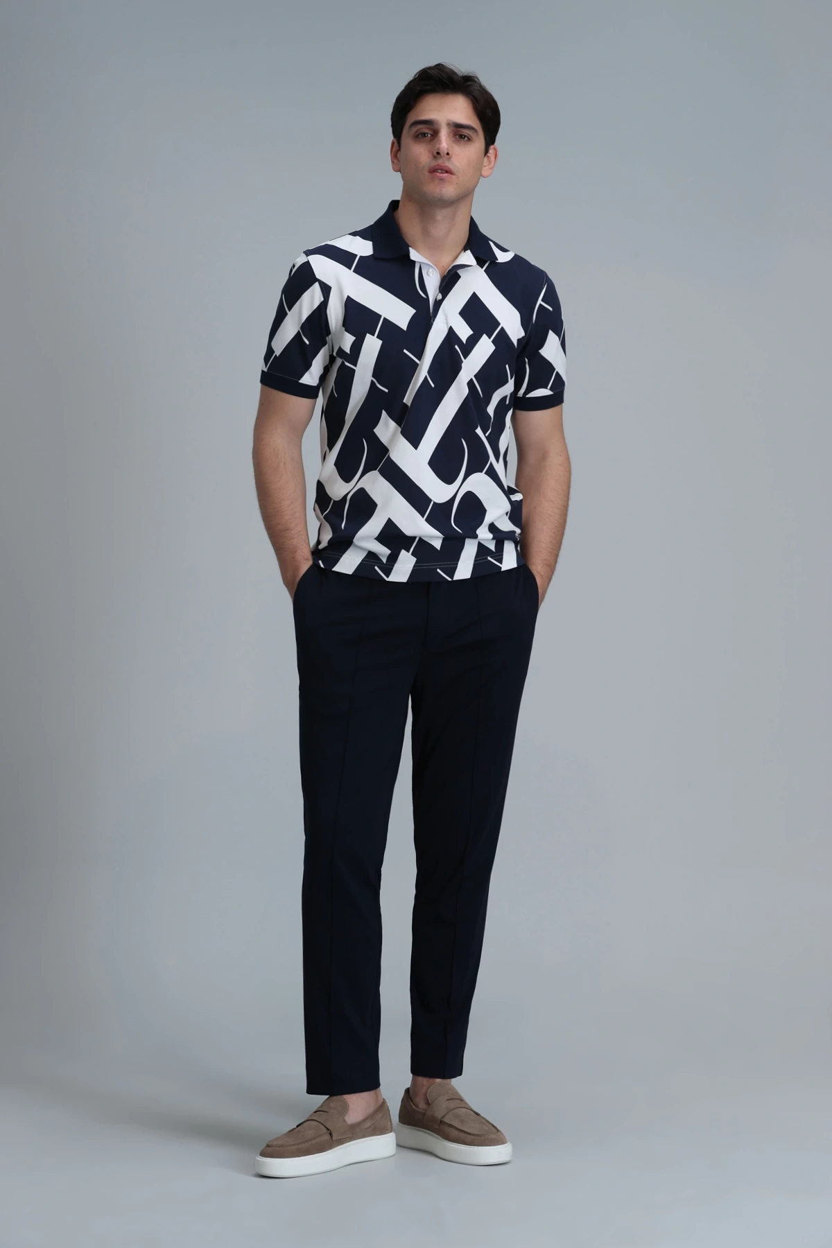 Lufian Erkek Cara Polo Yaka Lacivert T-Shirt 111040180