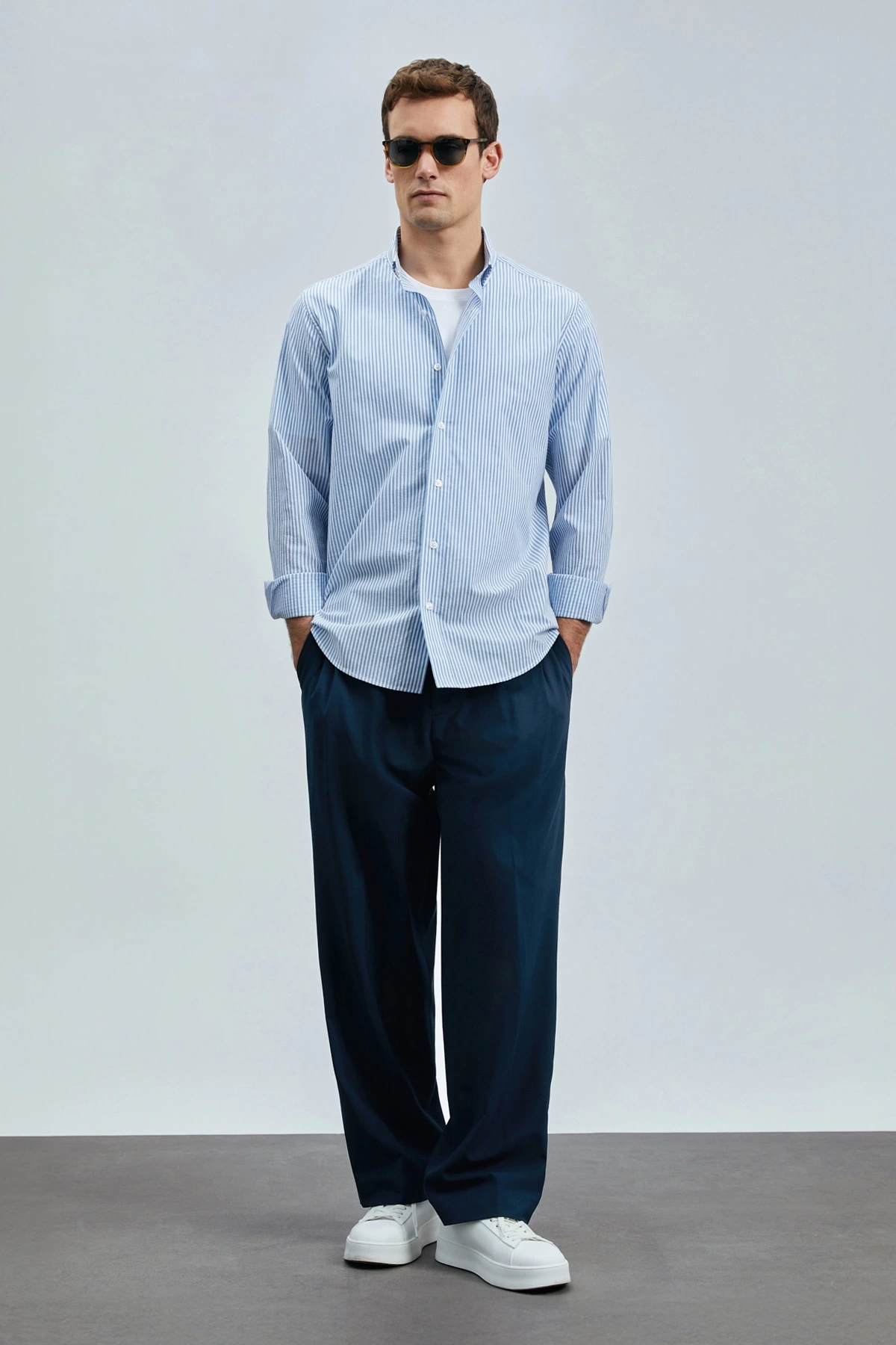 Lufian Erkek Charles Basic Regular Fit Mavi Gömlek 111010638