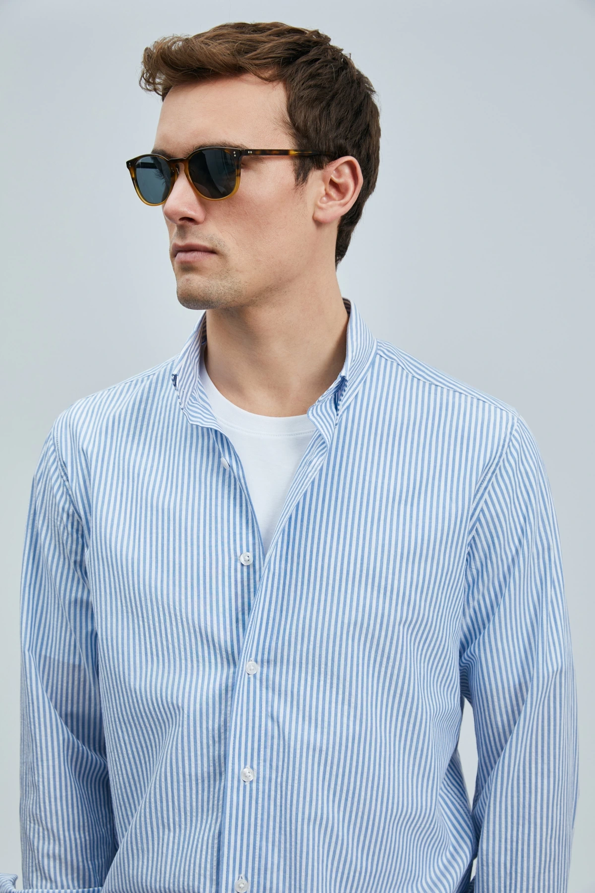 Lufian Erkek Charles Basic Regular Fit Mavi Gömlek 111010638