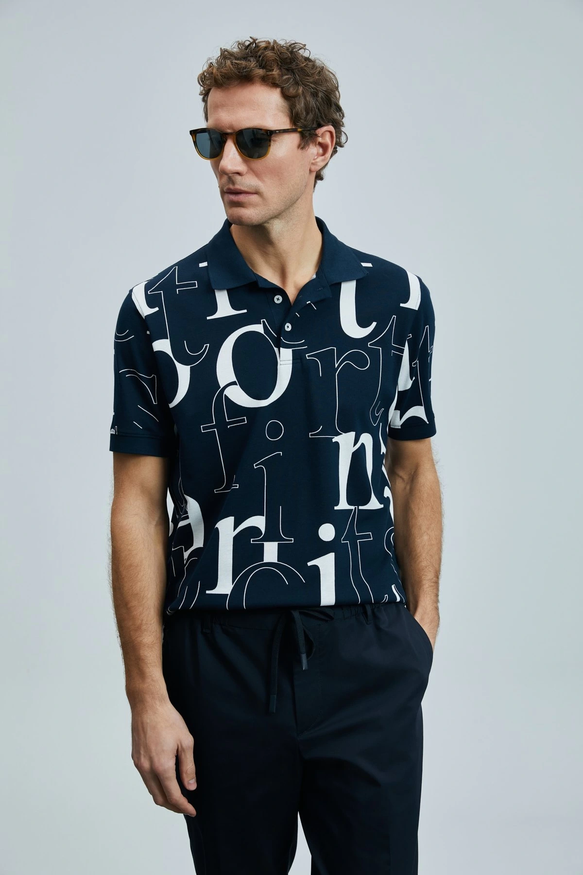 Lufian Erkek Diamond Smart Polo Lacivert T-Shirt 111040219