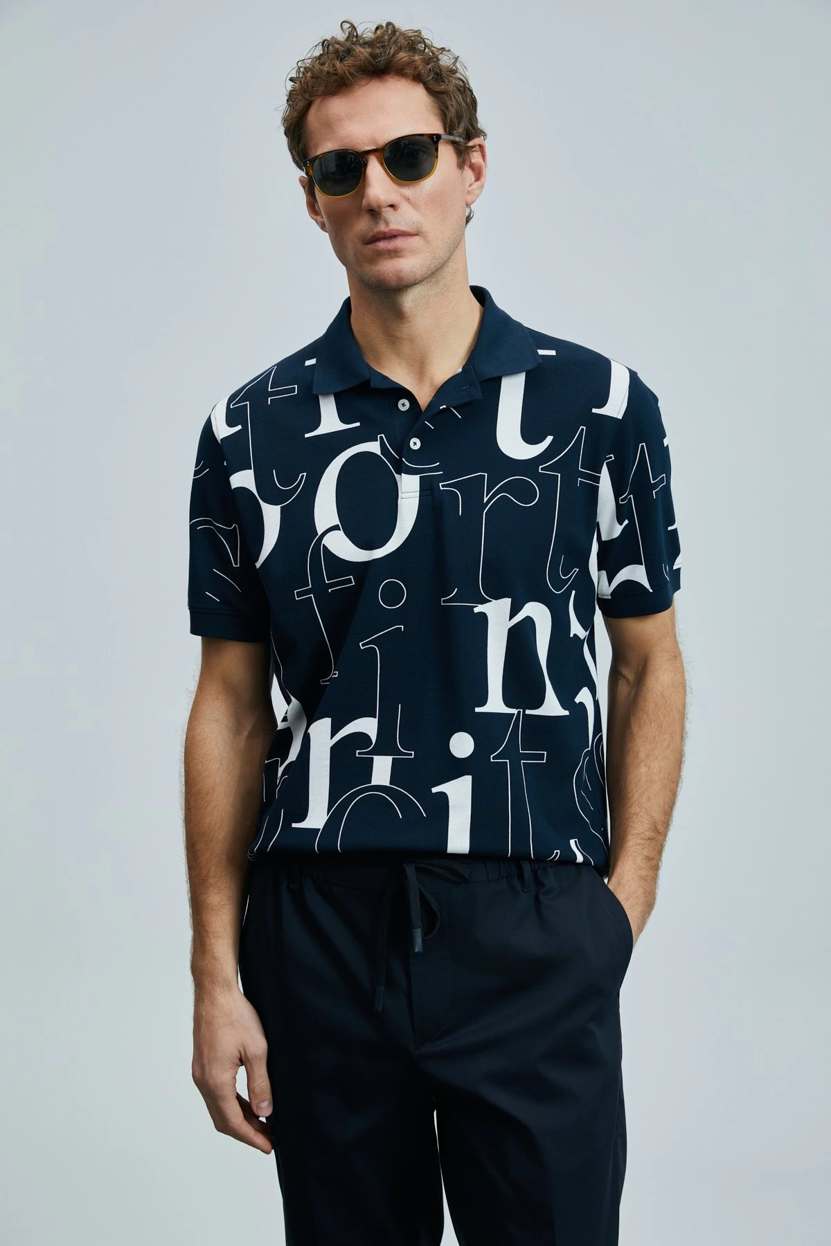 Lufian Erkek Diamond Smart Polo Lacivert T-Shirt 111040219