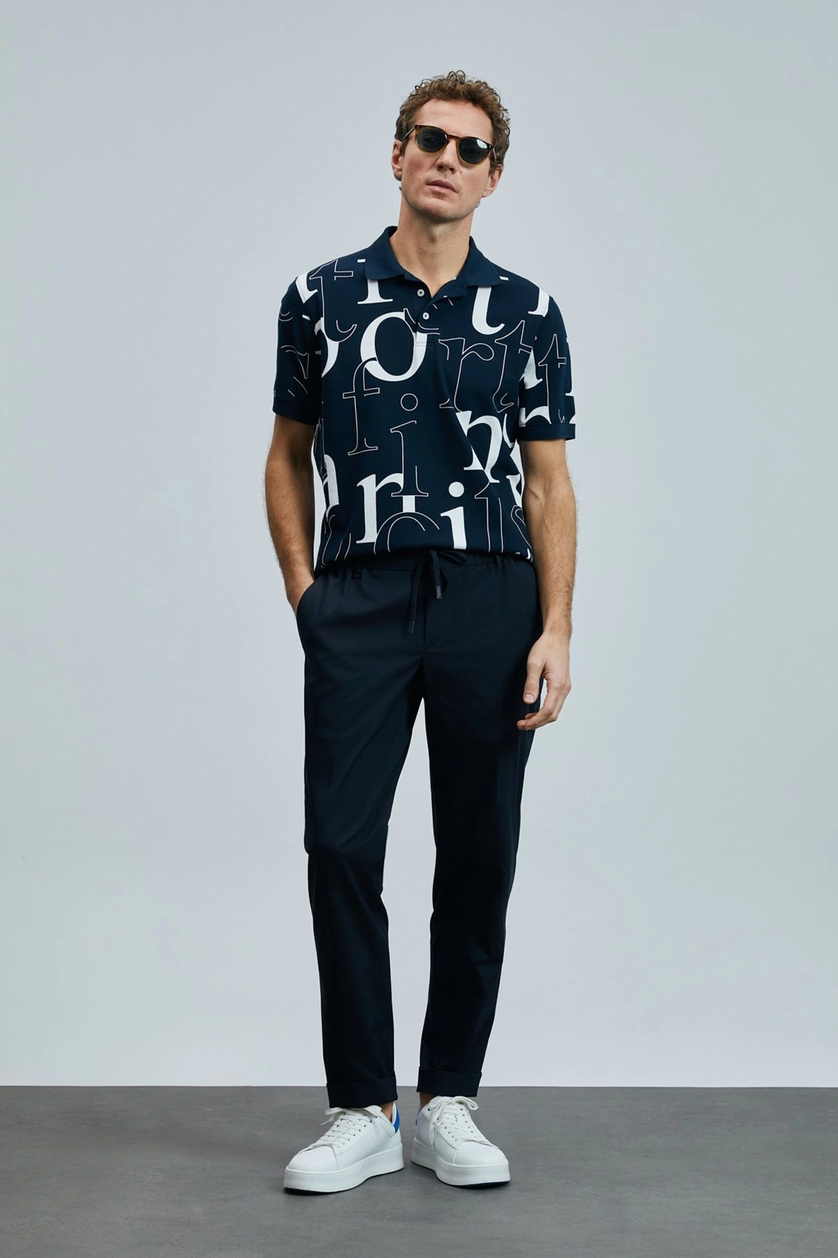 Lufian Erkek Diamond Smart Polo Lacivert T-Shirt 111040219