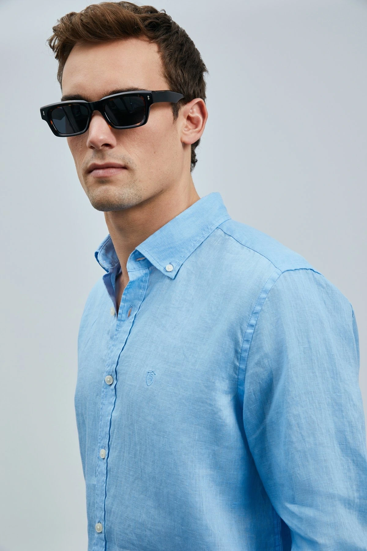 Lufian Erkek Pitaya Keten Mavi Gömlek 111010630