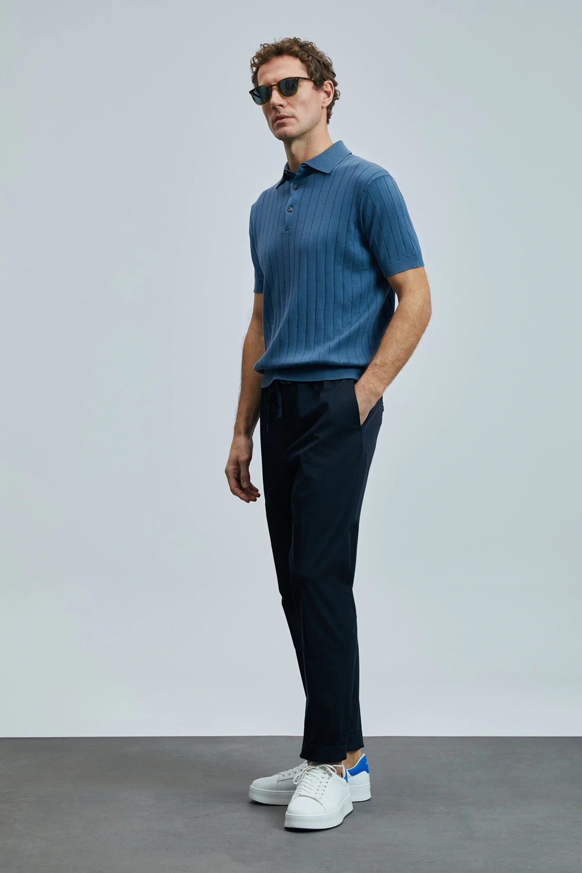 Lufian Erkek Glen Chino Slim Fit Lacivert Pantolon 111190336