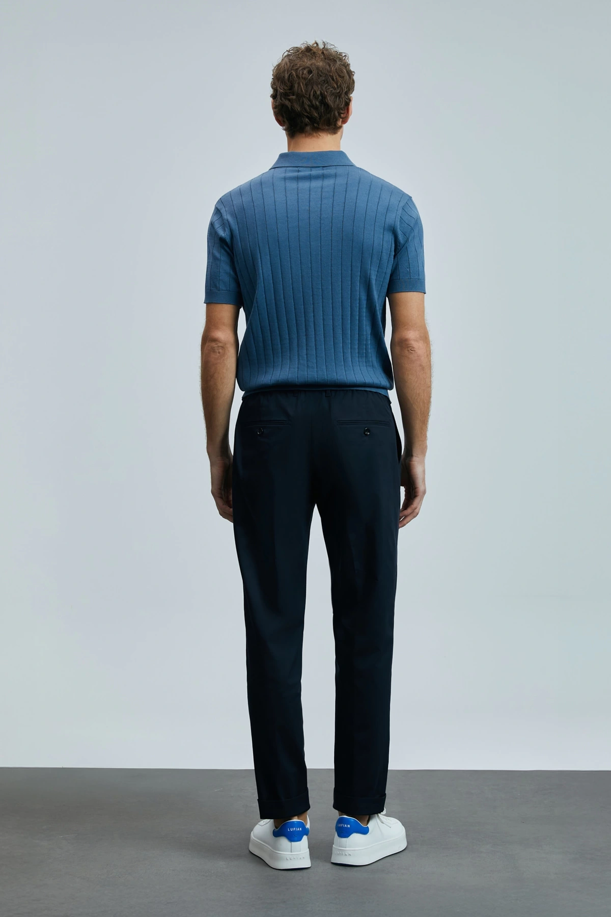 Lufian Erkek Glen Chino Slim Fit Lacivert Pantolon 111190336