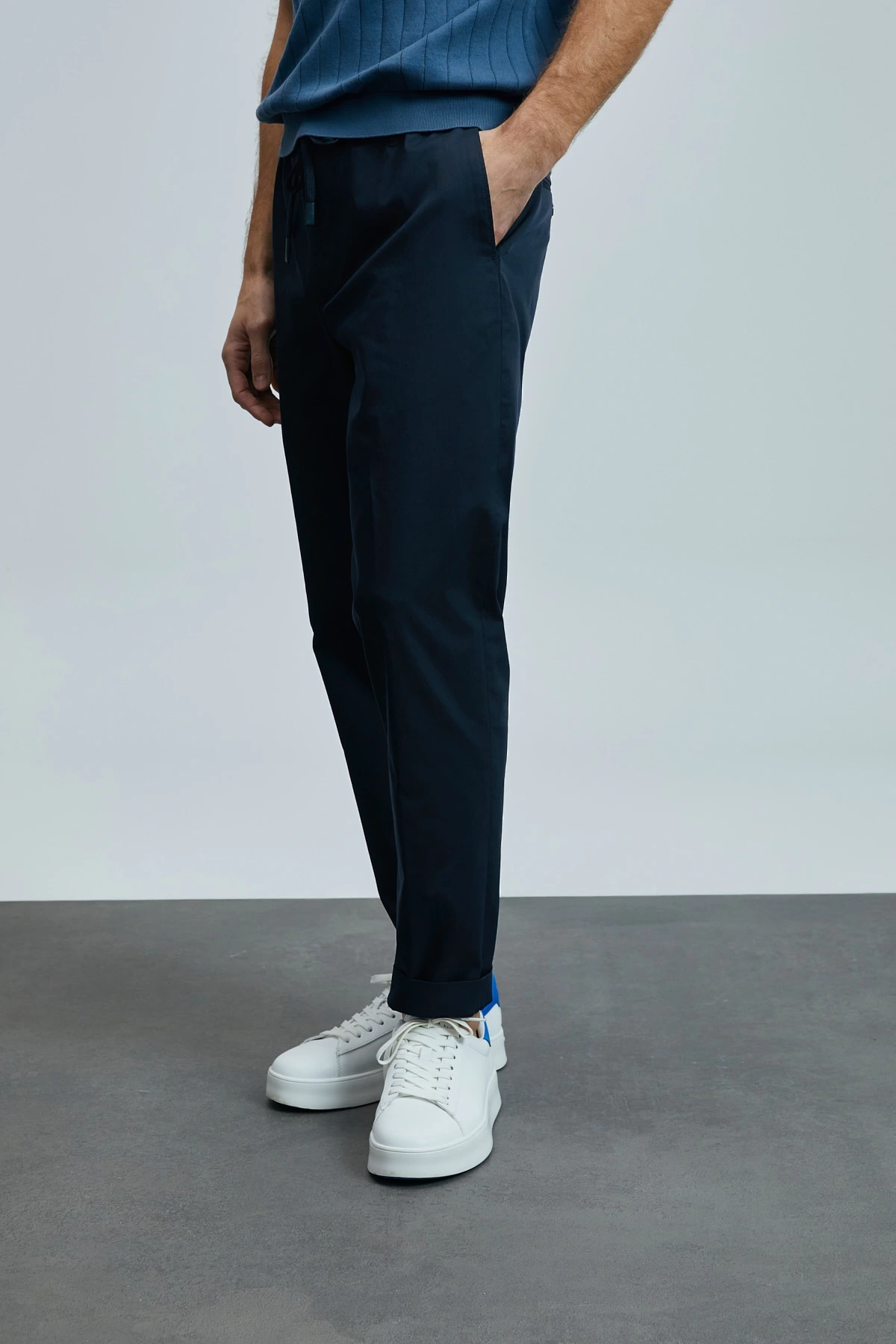 Lufian Erkek Glen Chino Slim Fit Lacivert Pantolon 111190336