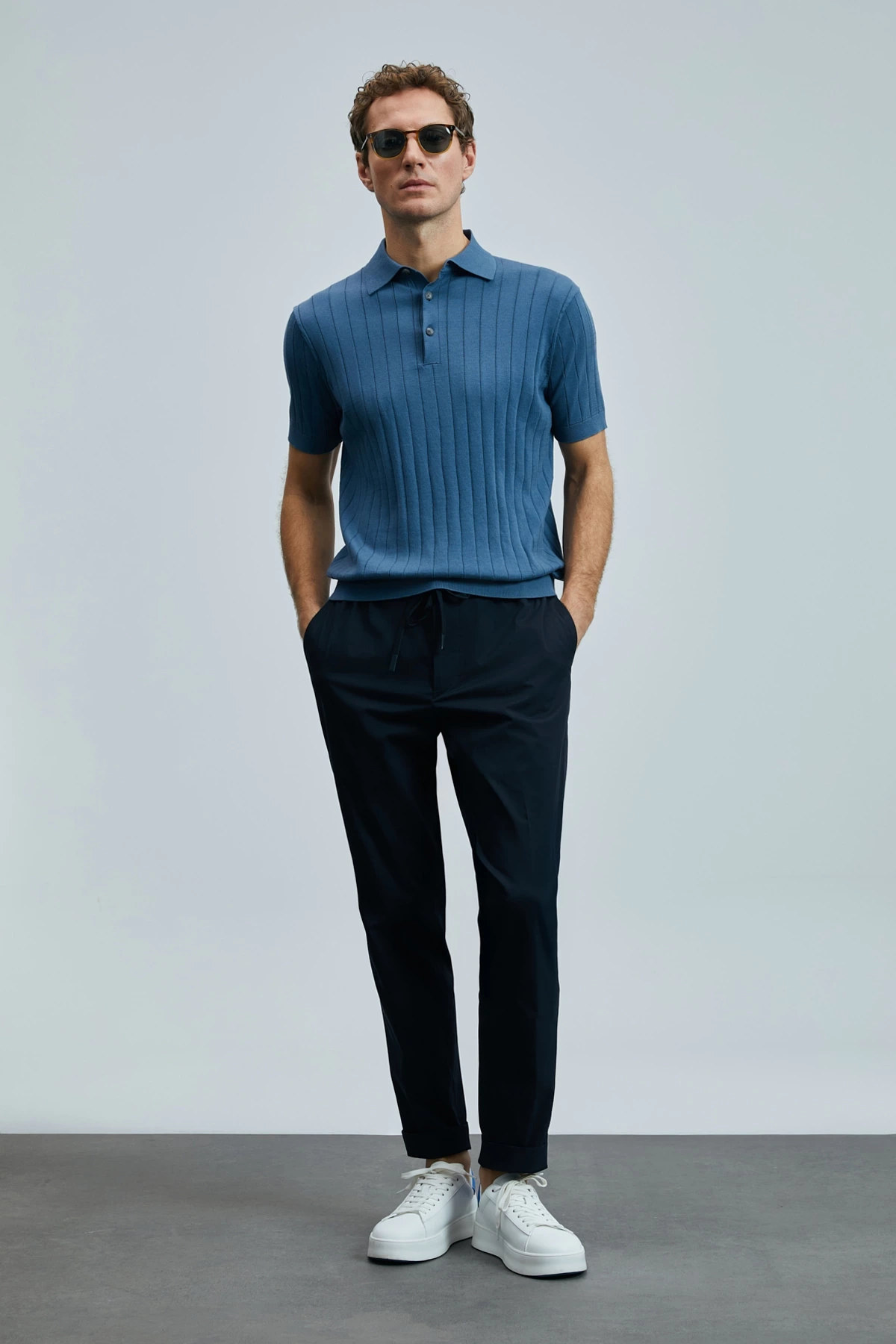 Lufian Erkek Glen Chino Slim Fit Lacivert Pantolon 111190336