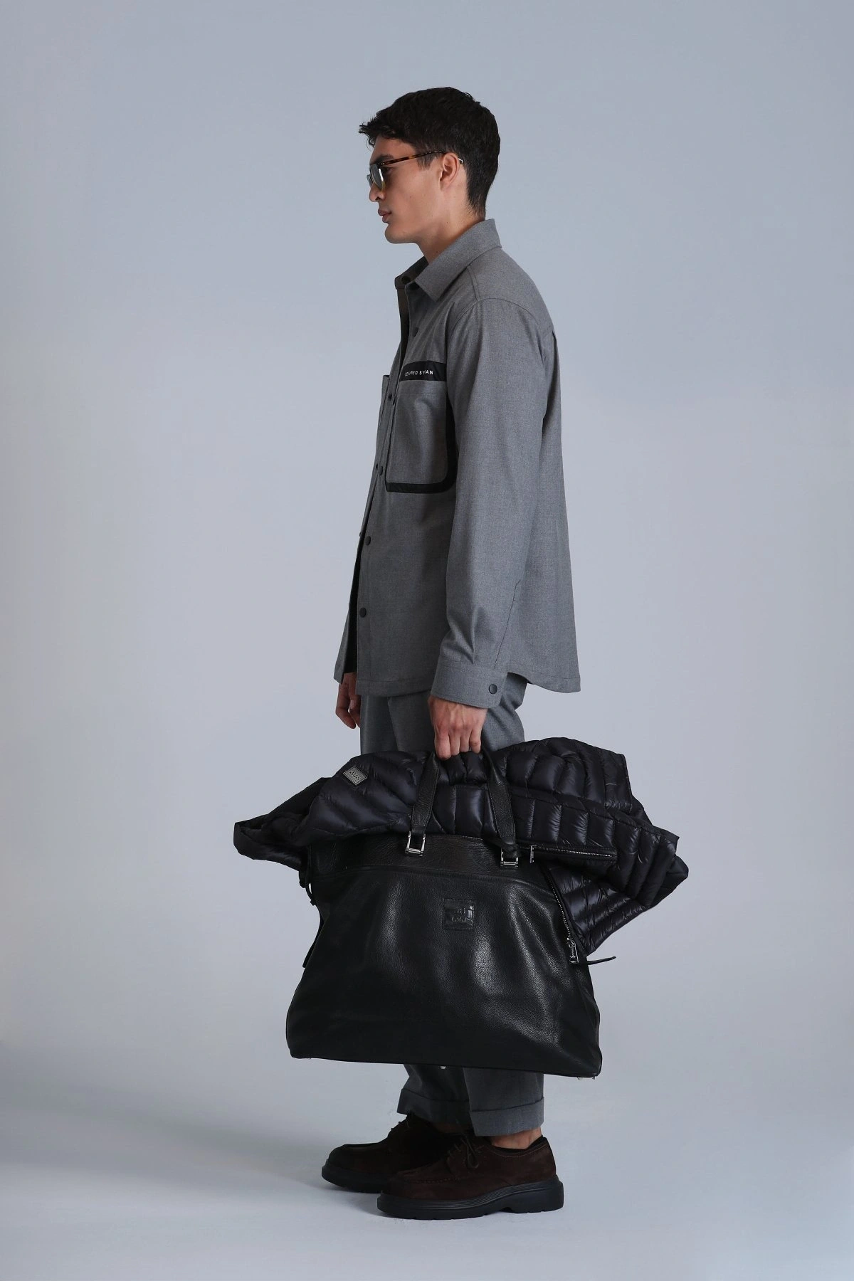 Lufian Hard Erkek Gri Basic Slim Fit Gömlek 112010651