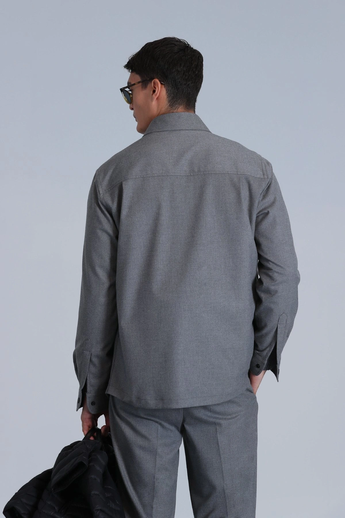 Lufian Hard Erkek Gri Basic Slim Fit Gömlek 112010651