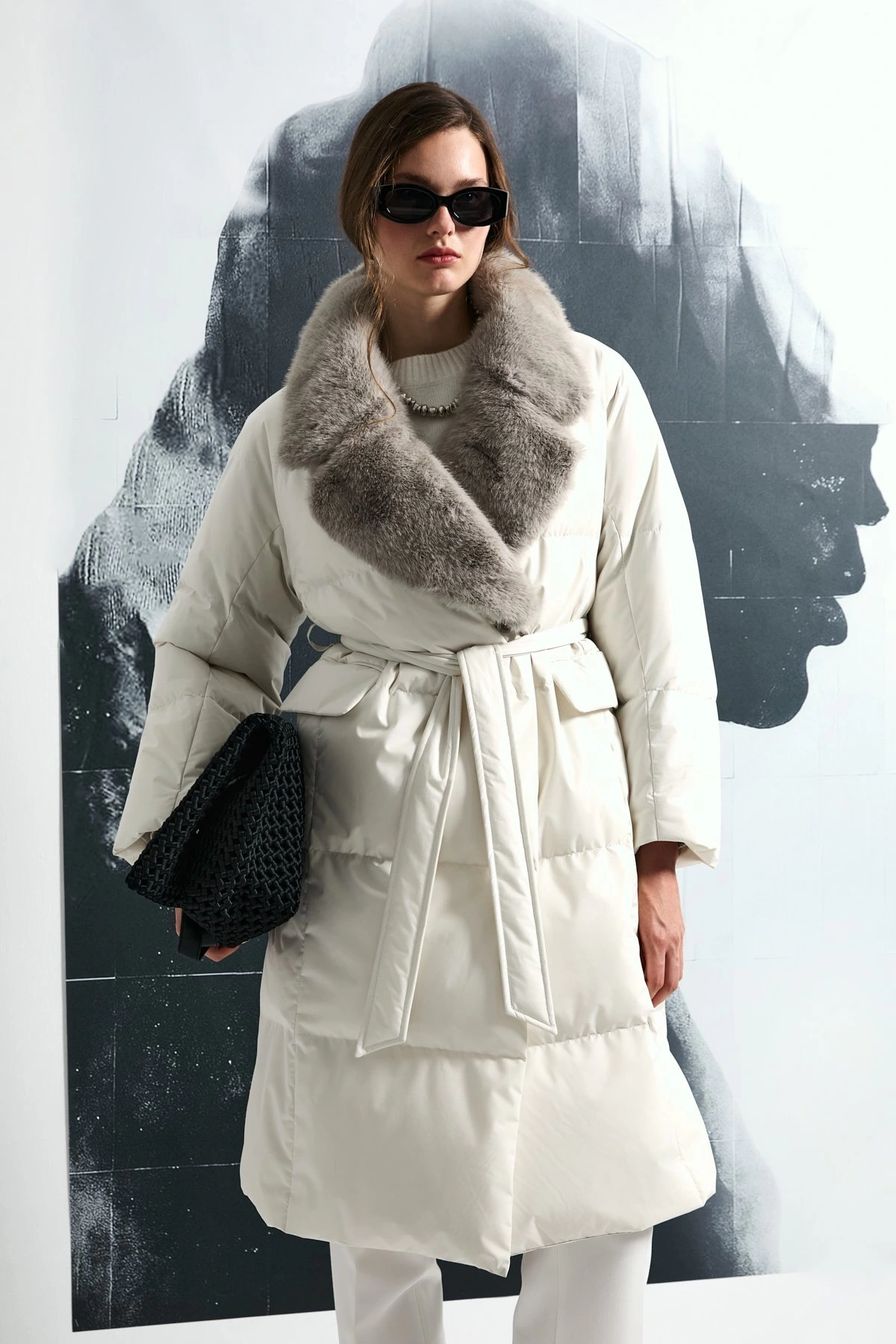 Lufian Hermes Kaz Tüyü Kadın Taş Rengi Mont 122120048