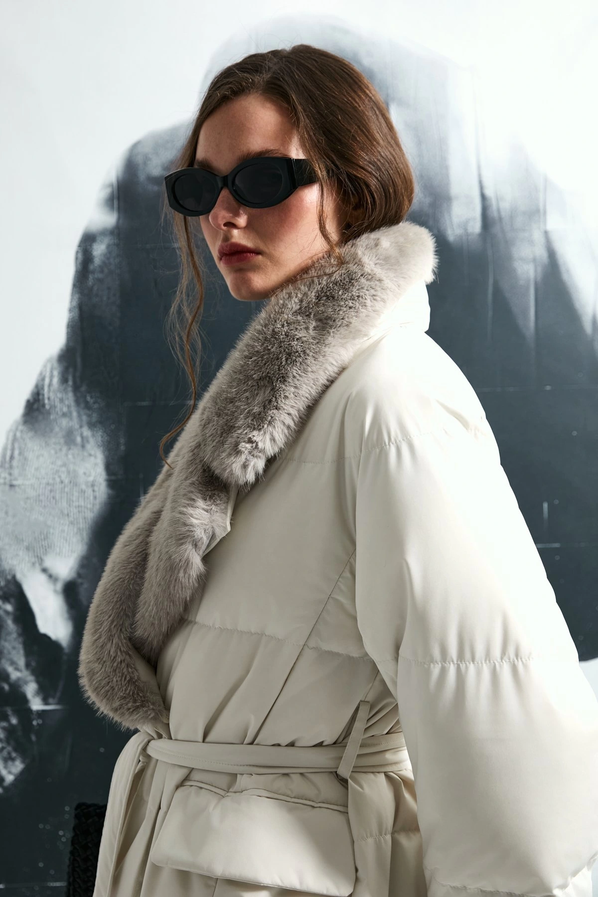 Lufian Hermes Kaz Tüyü Kadın Taş Rengi Mont 122120048