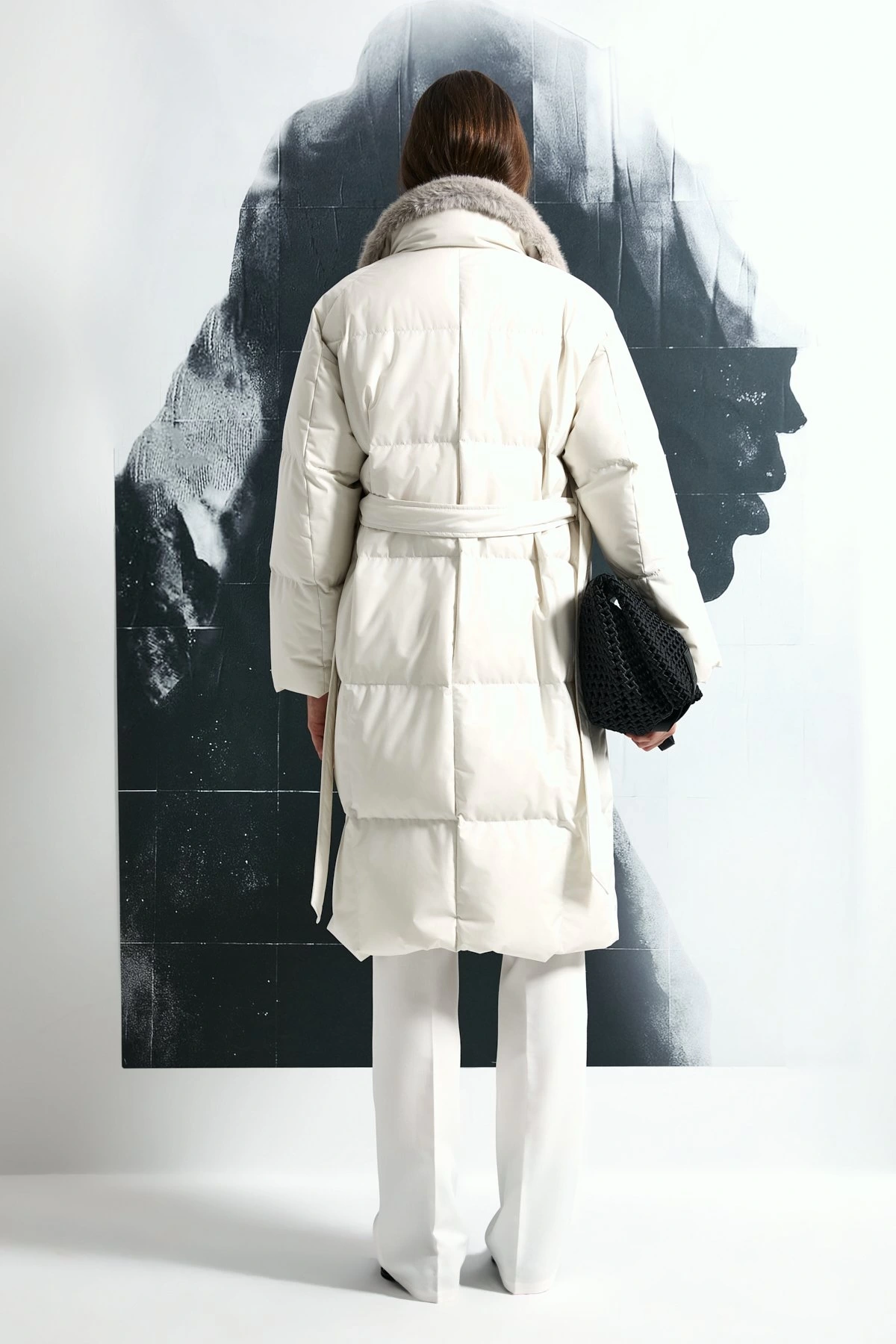 Lufian Hermes Kaz Tüyü Kadın Taş Rengi Mont 122120048