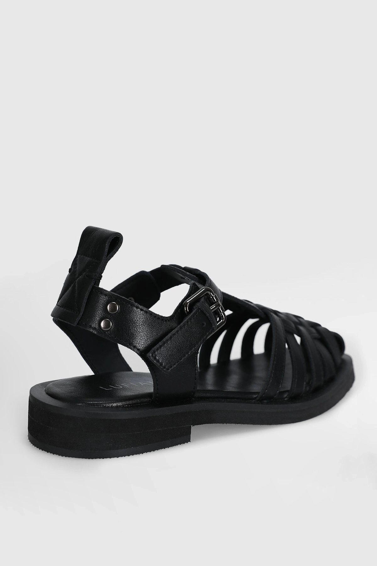 Lufian Irene Kadın Siyah Deri Sandalet 121230048