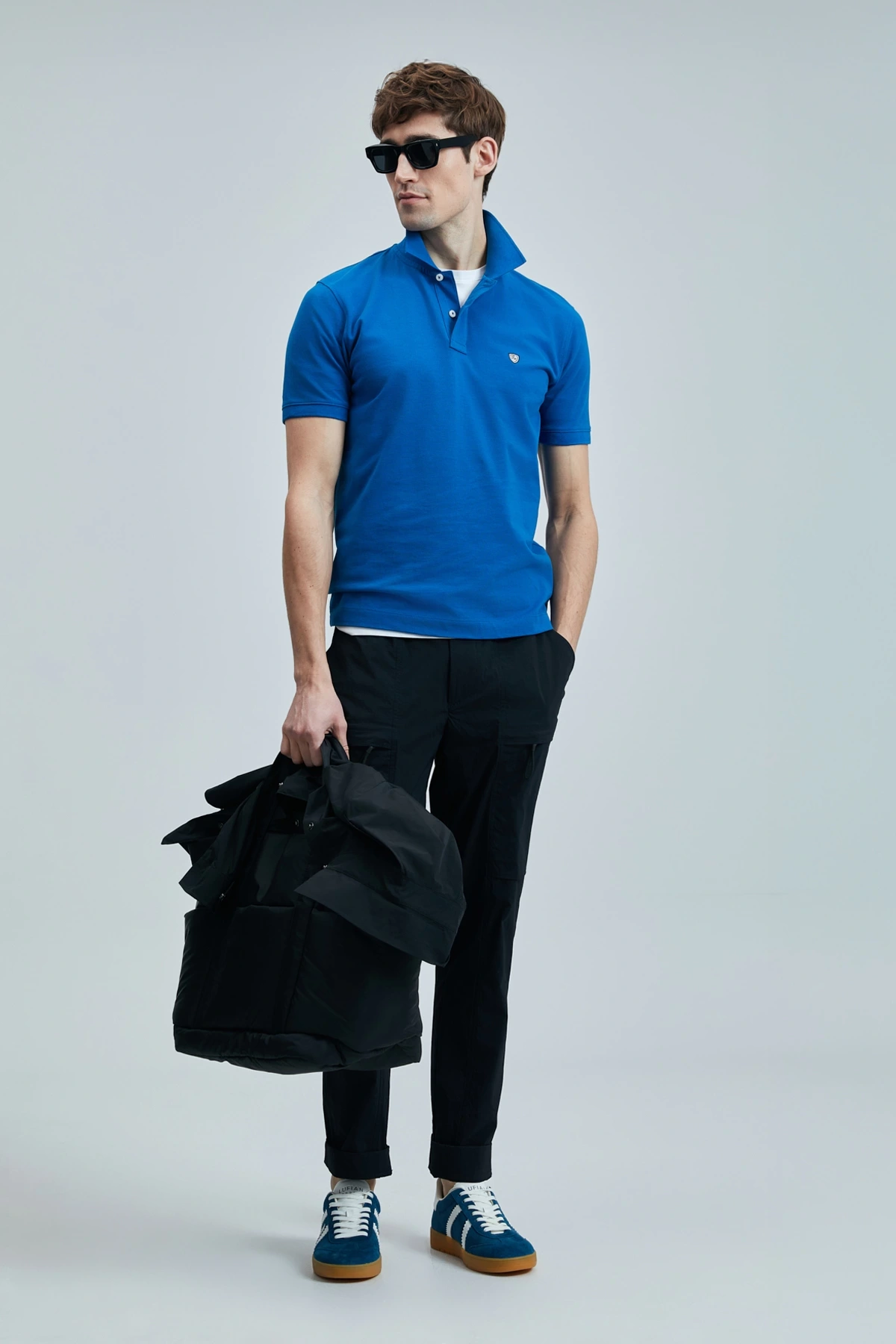 Lufian Erkek Laon Polo Yaka Saks Mavisi T-Shirt 111040206