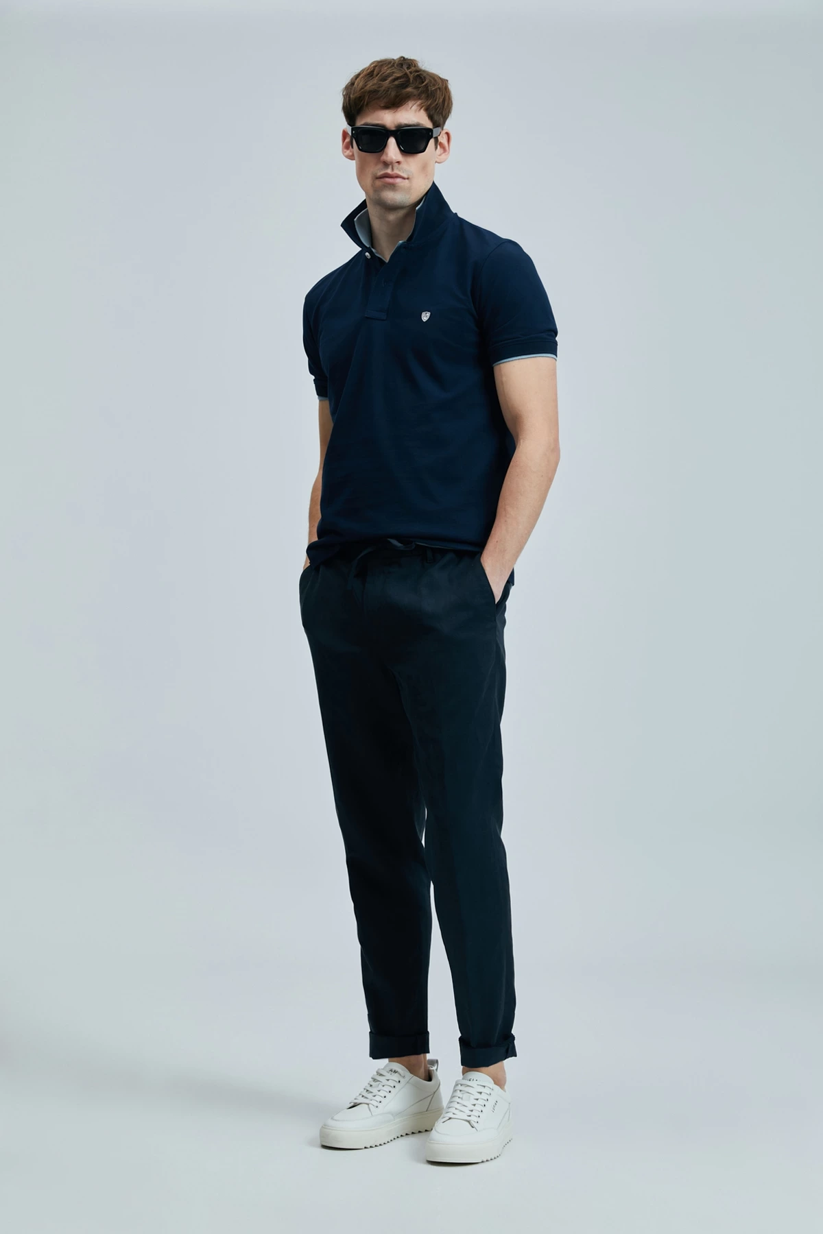 Lufian Laon Erkek Polo Yaka Lacivert T-Shirt 111040206