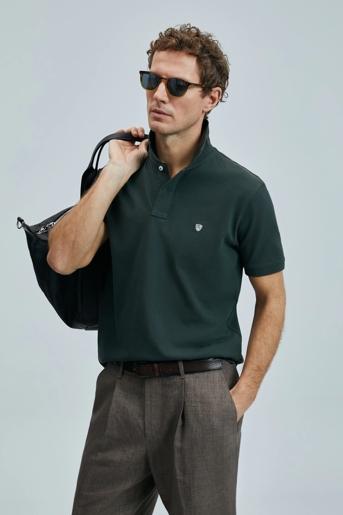 Lufian Laon Erkek Polo Yaka Haki T-Shirt 111040206