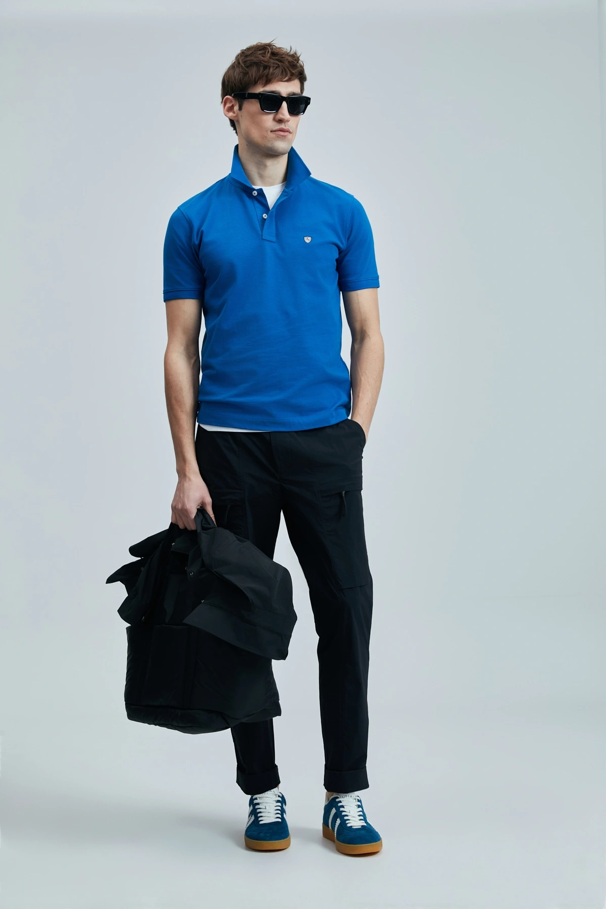 Lufian Erkek Laon Polo Yaka Saks Mavisi T-Shirt 111040206