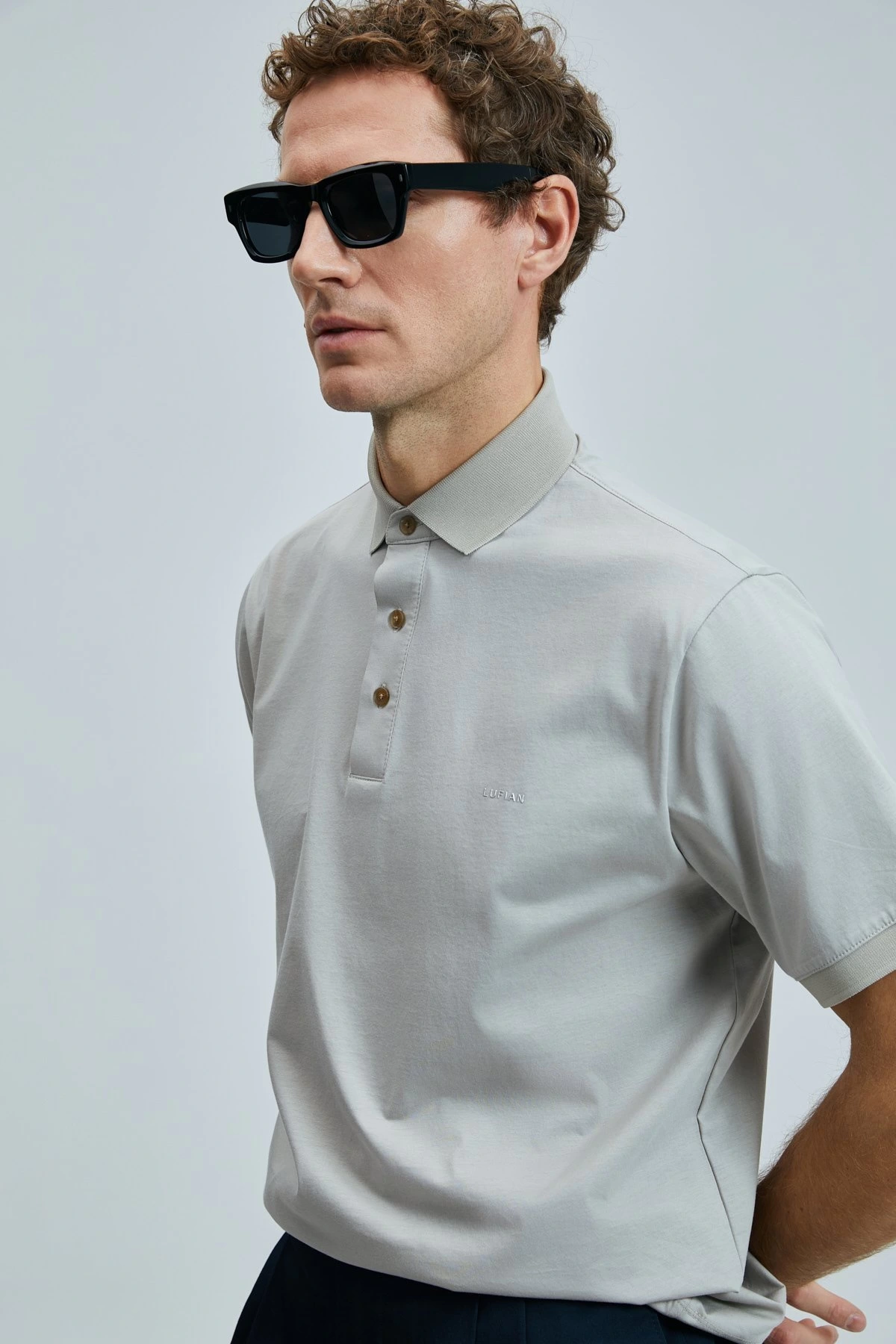 Lufian Erkek Luna Smart Polo Yaka Bej T-Shirt 111040228