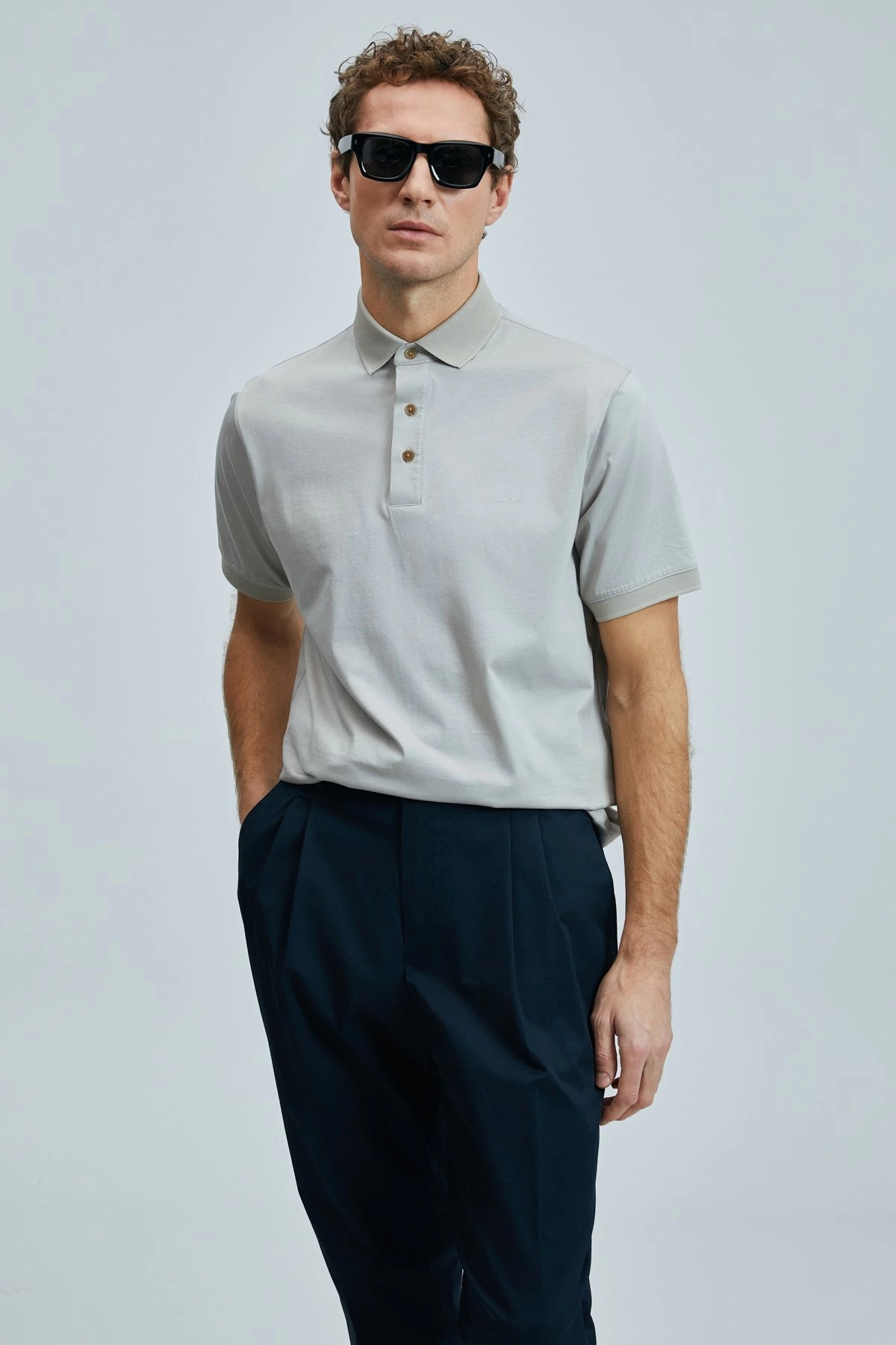 Lufian Erkek Luna Smart Polo Yaka Bej T-Shirt 111040228