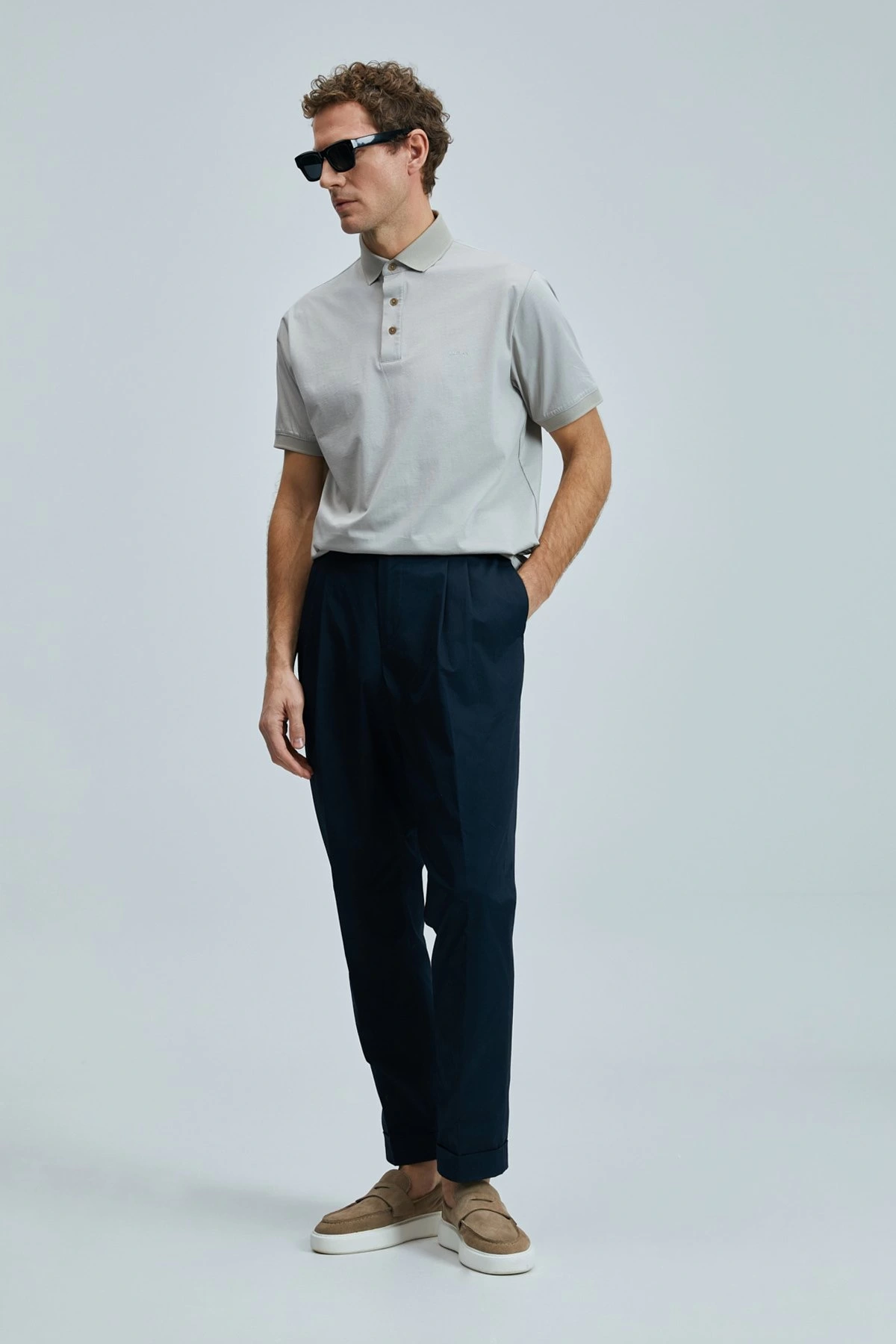 Lufian Erkek Luna Smart Polo Yaka Bej T-Shirt 111040228