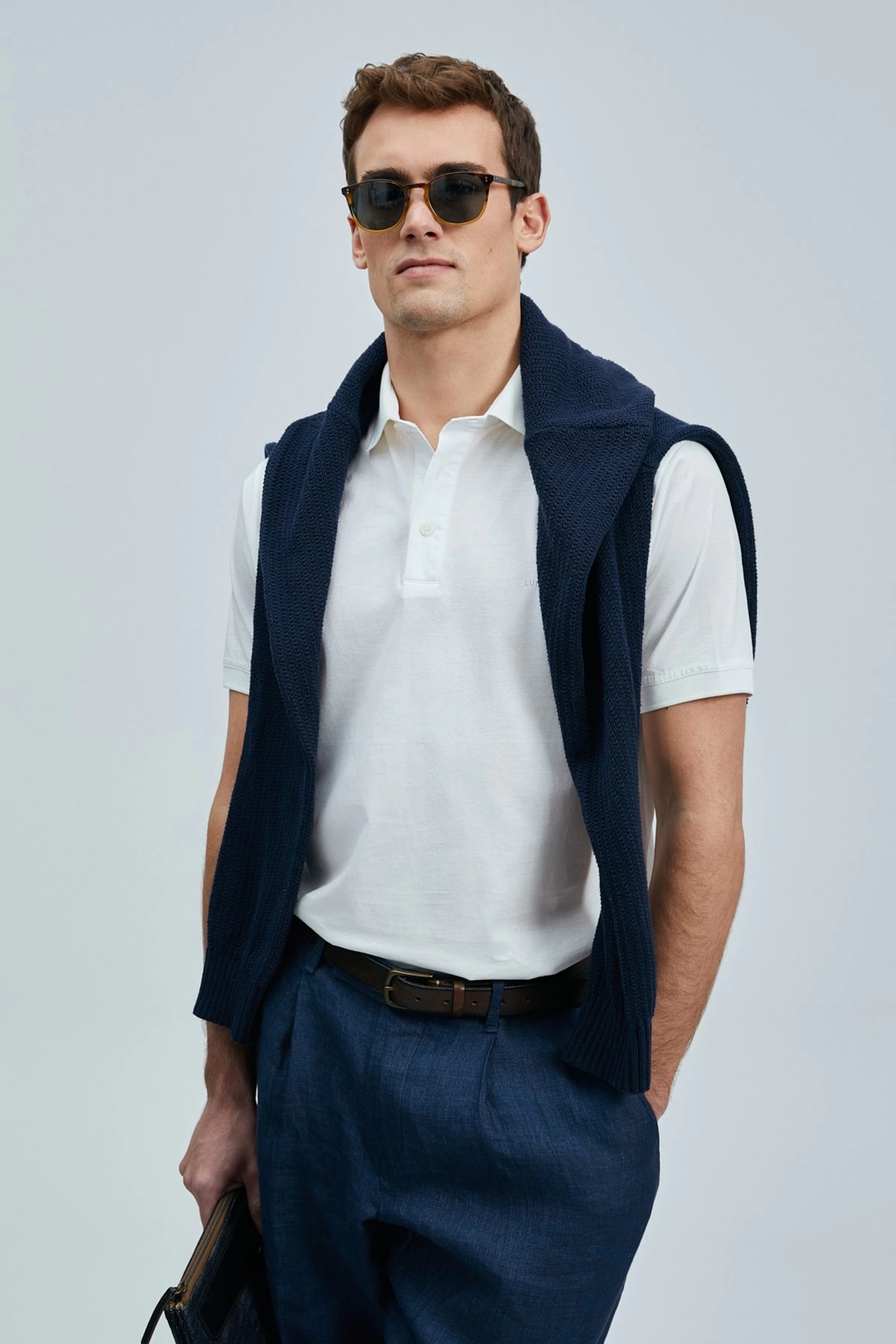 Lufian Erkek Luna Smart Polo Yaka Kırık Beyaz T-Shirt 111040228