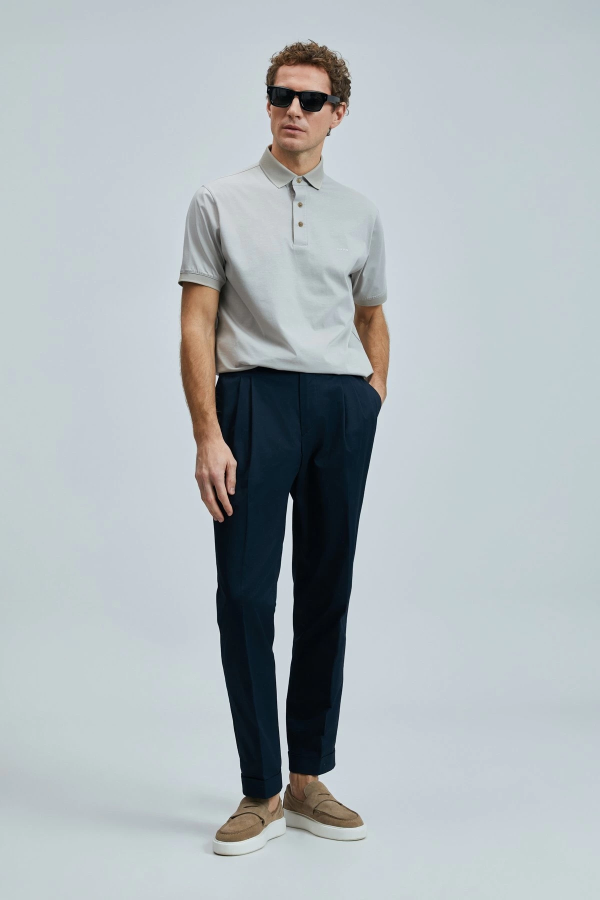 Lufian Erkek Luna Smart Polo Yaka Bej T-Shirt 111040228