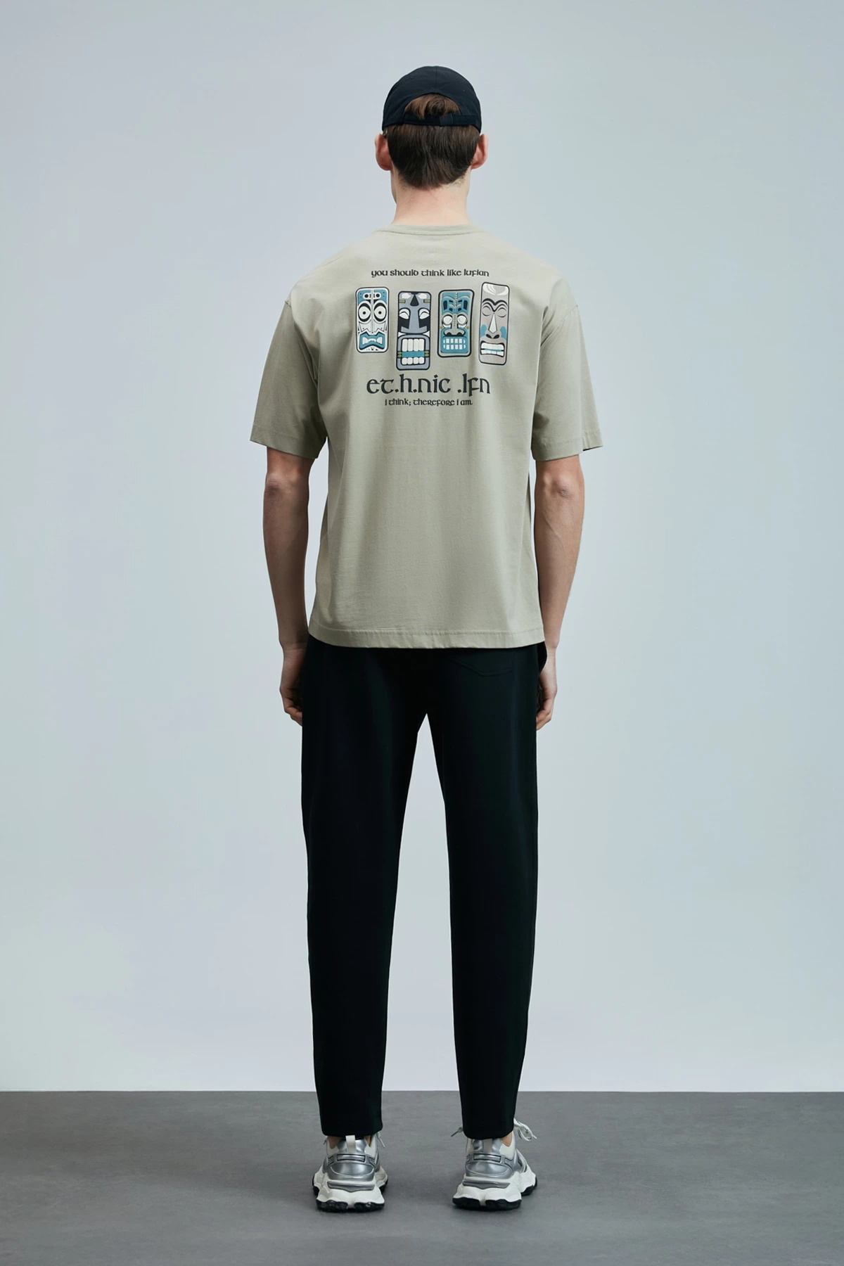 Lufian Erkek Mask Modern Grafik Bej T-Shirt 111020248