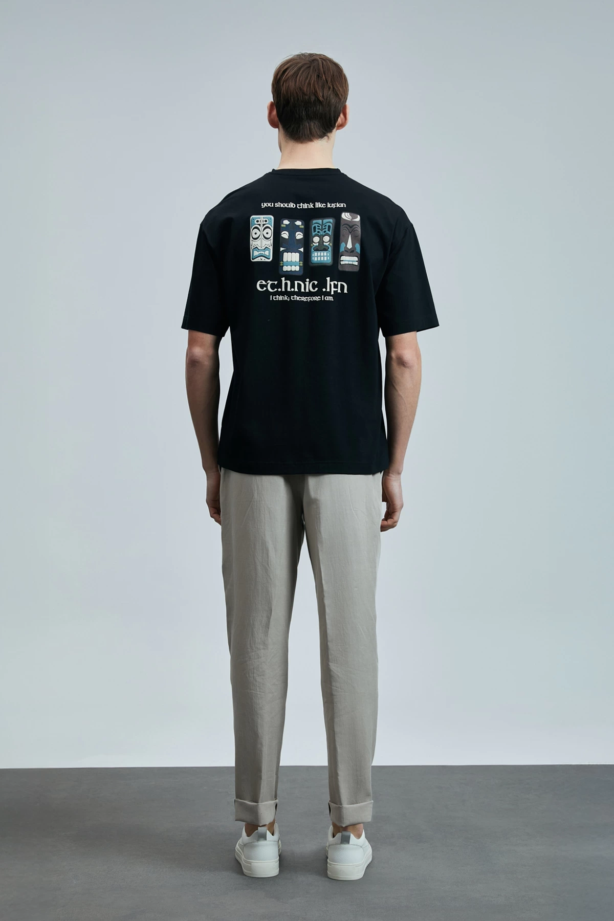 Lufian Erkek Mask Modern Grafik Siyah T-Shirt 111020248