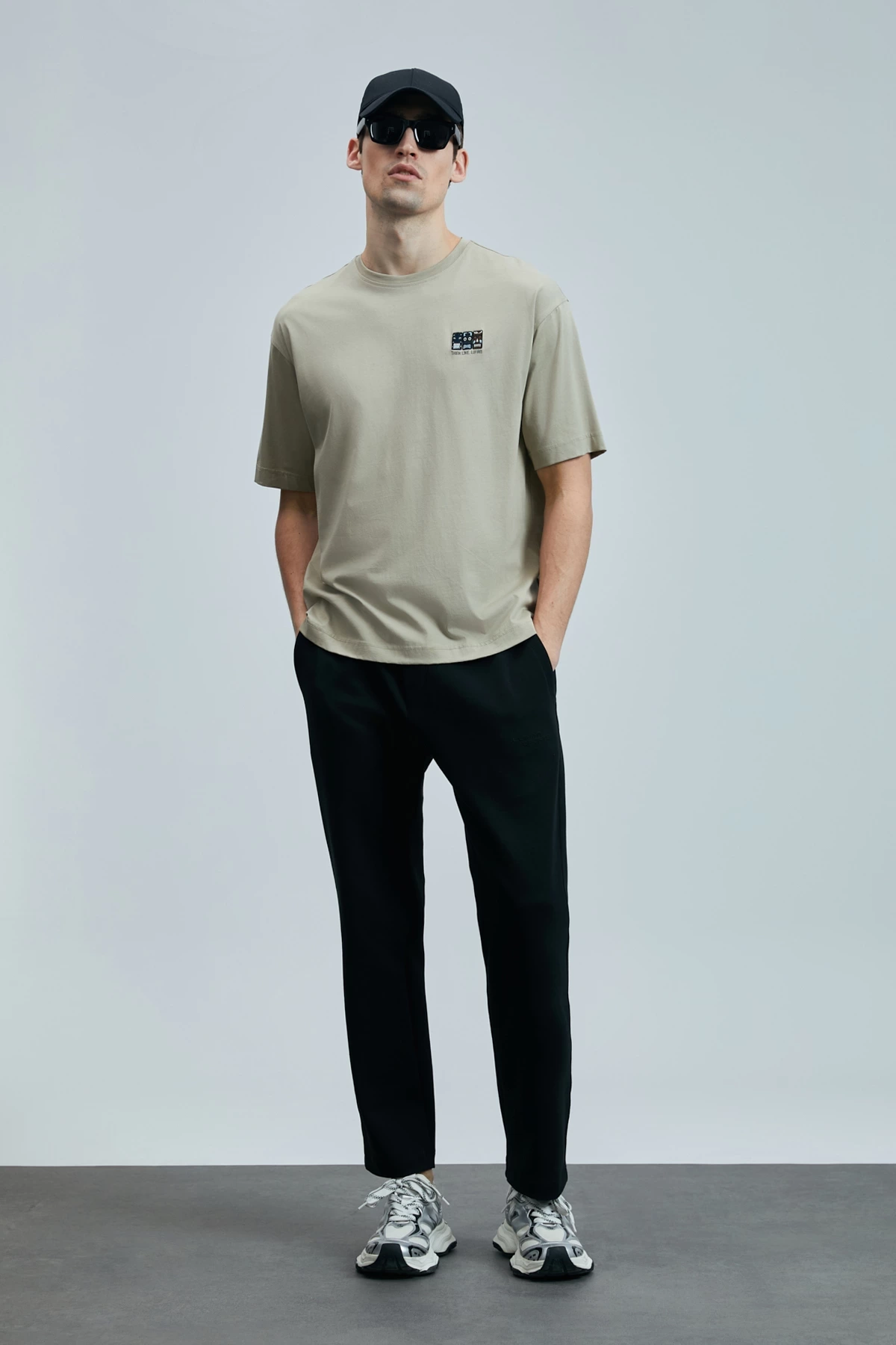 Lufian Erkek Mask Modern Grafik Bej T-Shirt 111020248