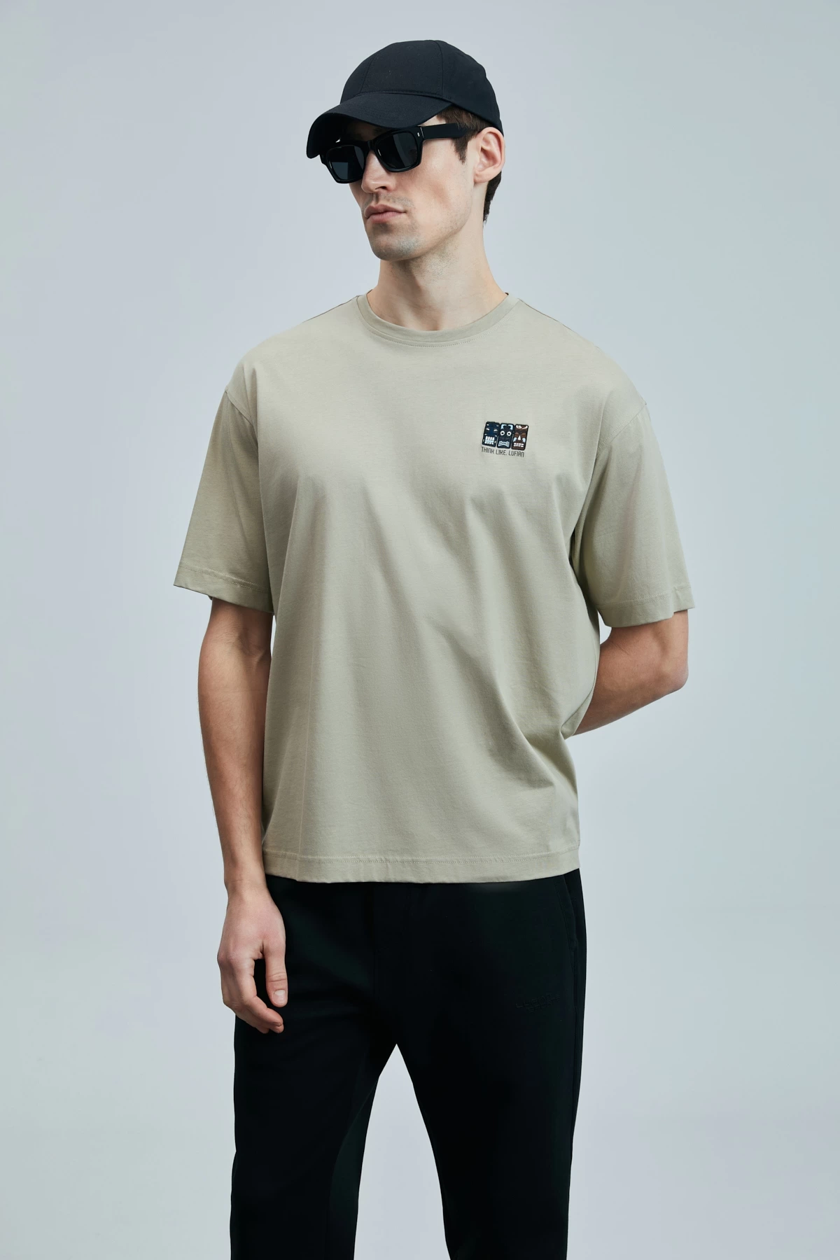 Lufian Erkek Mask Modern Grafik Bej T-Shirt 111020248