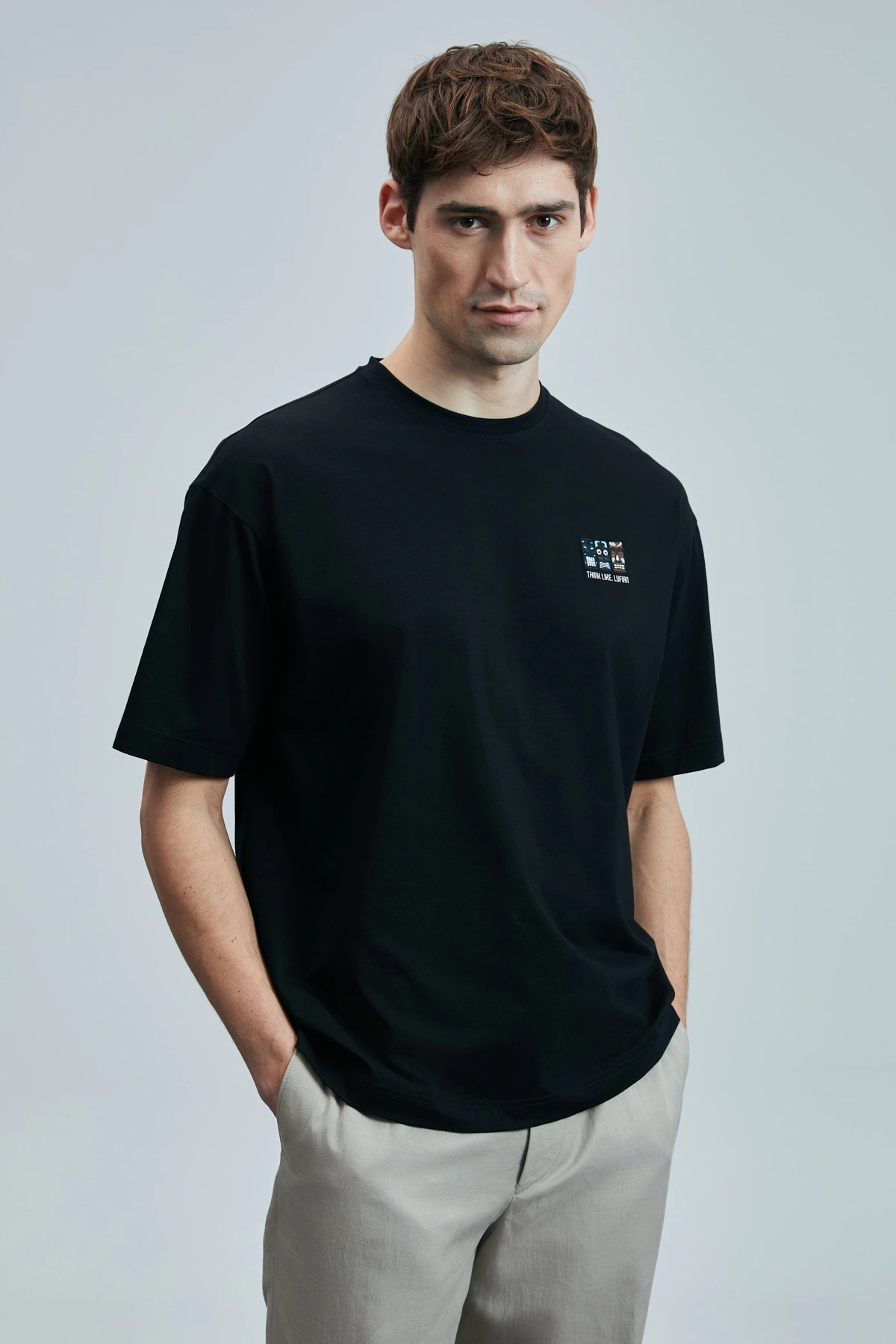 Lufian Erkek Mask Modern Grafik Siyah T-Shirt 111020248