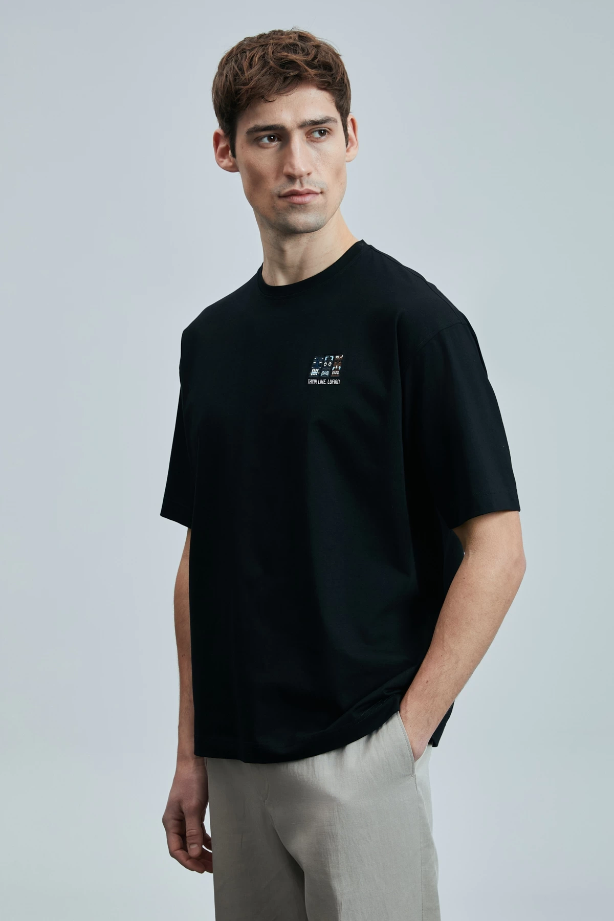 Lufian Erkek Mask Modern Grafik Siyah T-Shirt 111020248