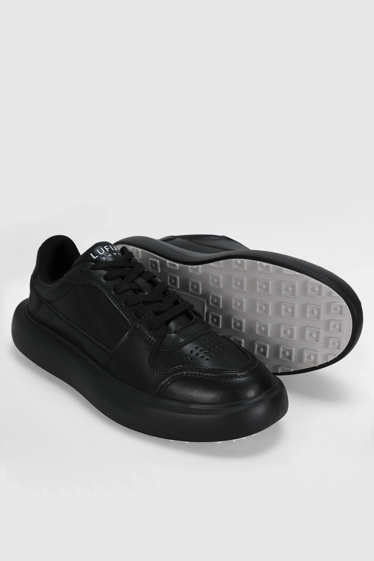 Lufian Mateas Erkek Siyah Deri Sneaker 112230251