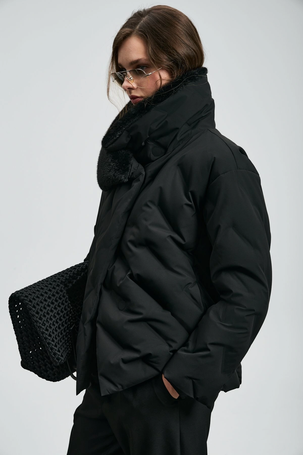 Lufian Monica Kaz Tüyü Kadın Siyah Mont 122120047