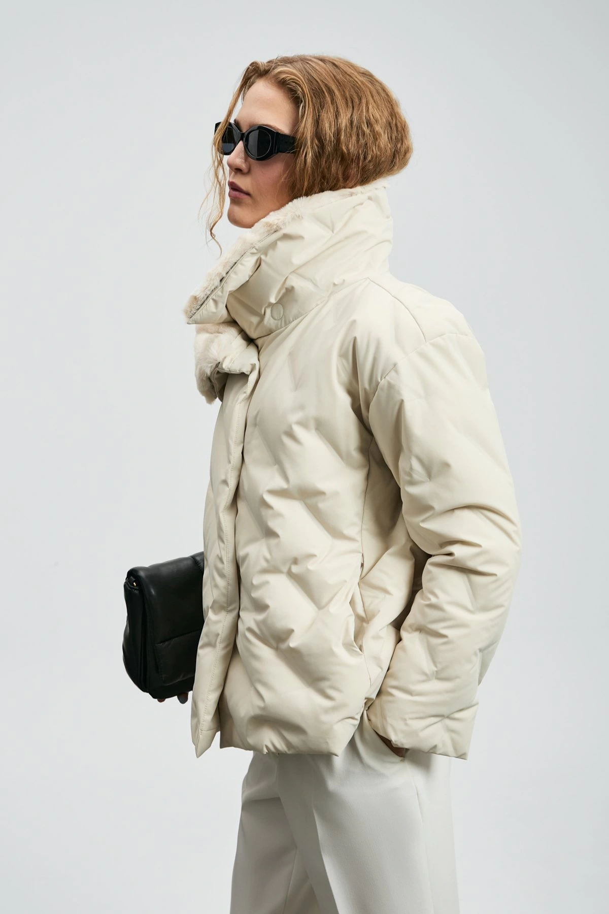 Lufian Monica Kaz Tüyü Kadın Ekru Renk Mont 122120047