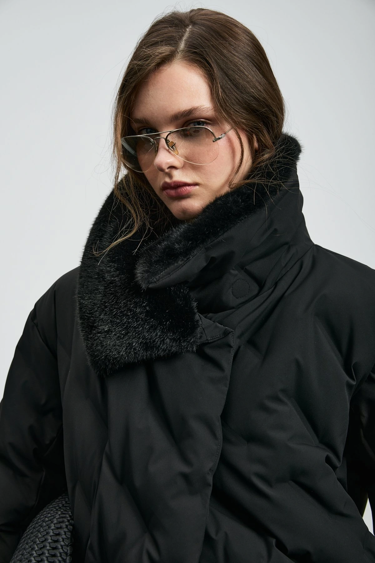 Lufian Monica Kaz Tüyü Kadın Siyah Mont 122120047