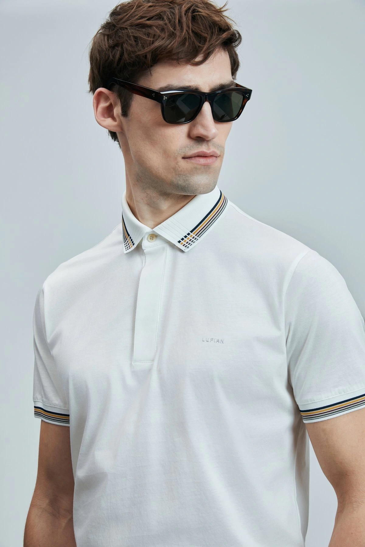 Lufian Erkek North Smart Kırık Beyaz Polo T-Shirt 111040210