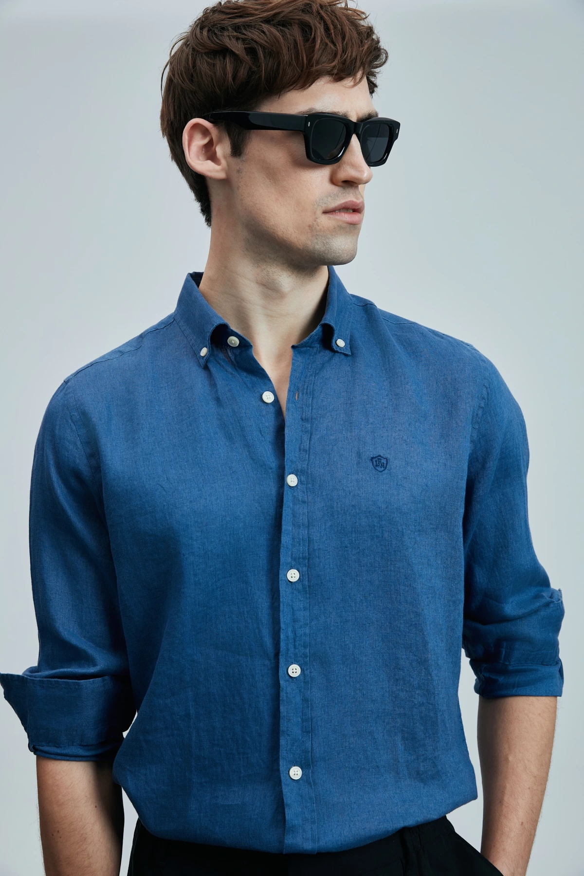 Lufian Erkek Pitaya Keten Saks Mavisi Gömlek 111010630