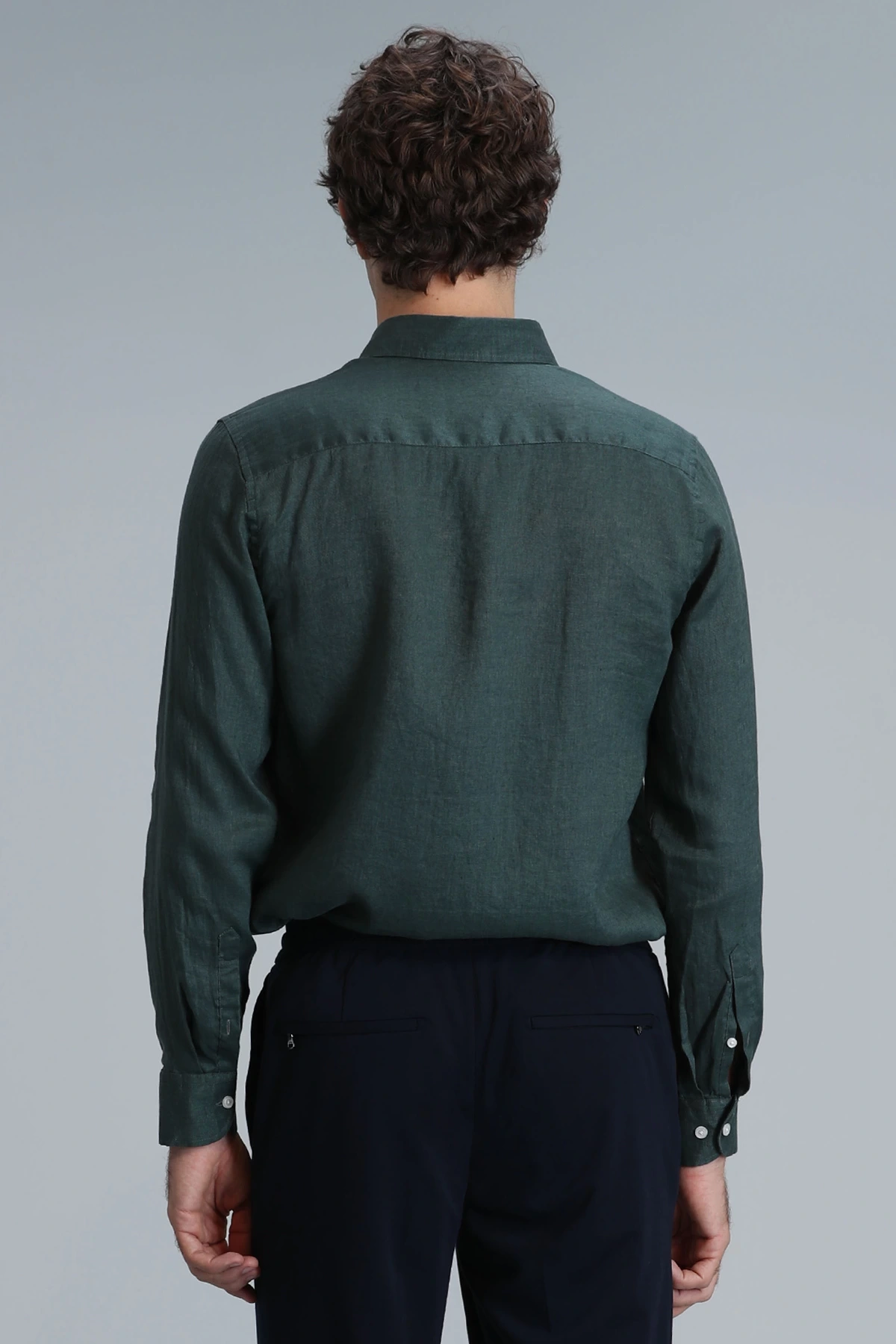 Lufian Erkek Pitaya Keten Yeşil Gömlek 111010630