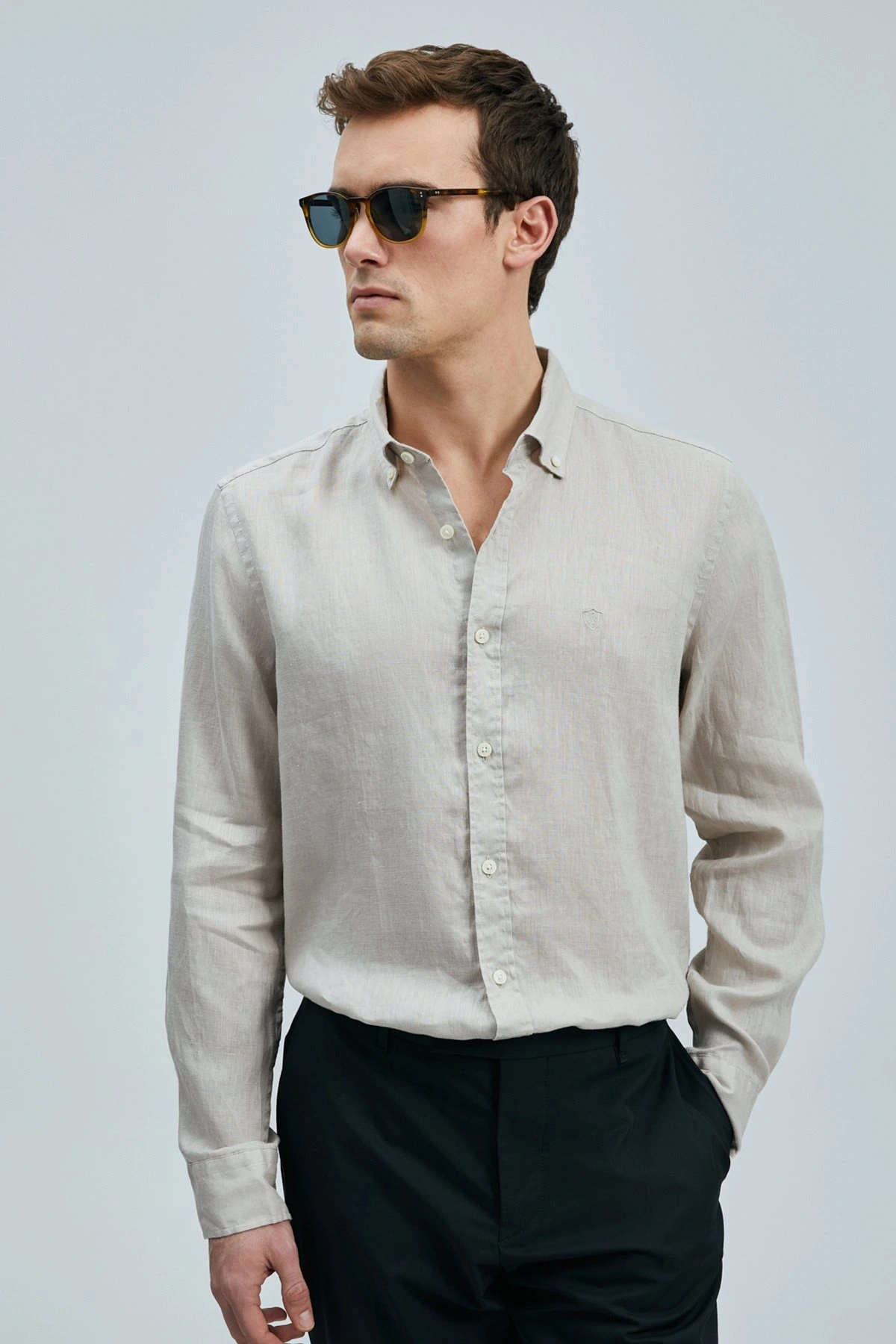 Lufian Pitaya Erkek Bej Keten Gömlek 111010630