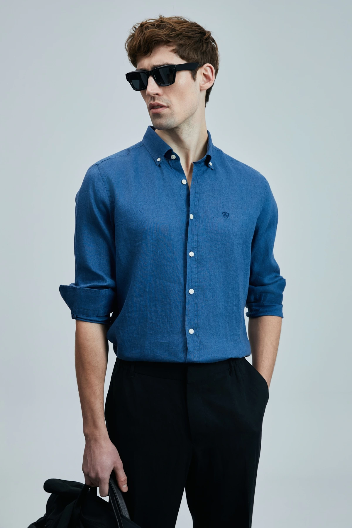 Lufian Erkek Pitaya Keten Saks Mavisi Gömlek 111010630