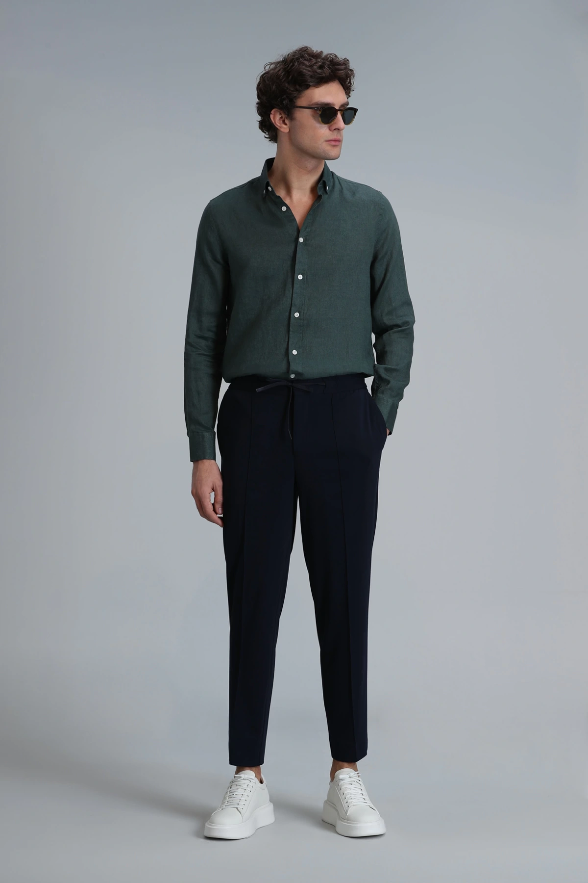 Lufian Erkek Pitaya Keten Yeşil Gömlek 111010630