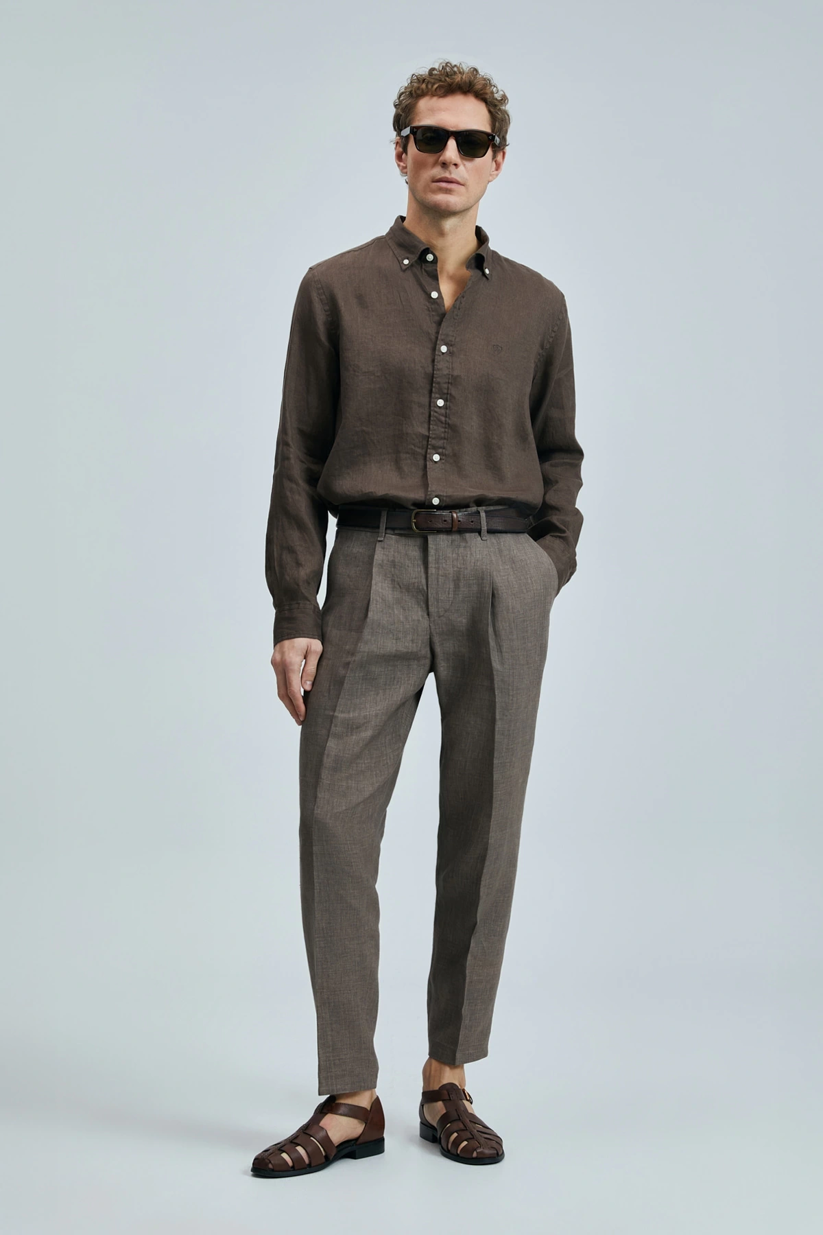 Lufian Erkek Pitaya Keten Kahverengi Gömlek 111010630