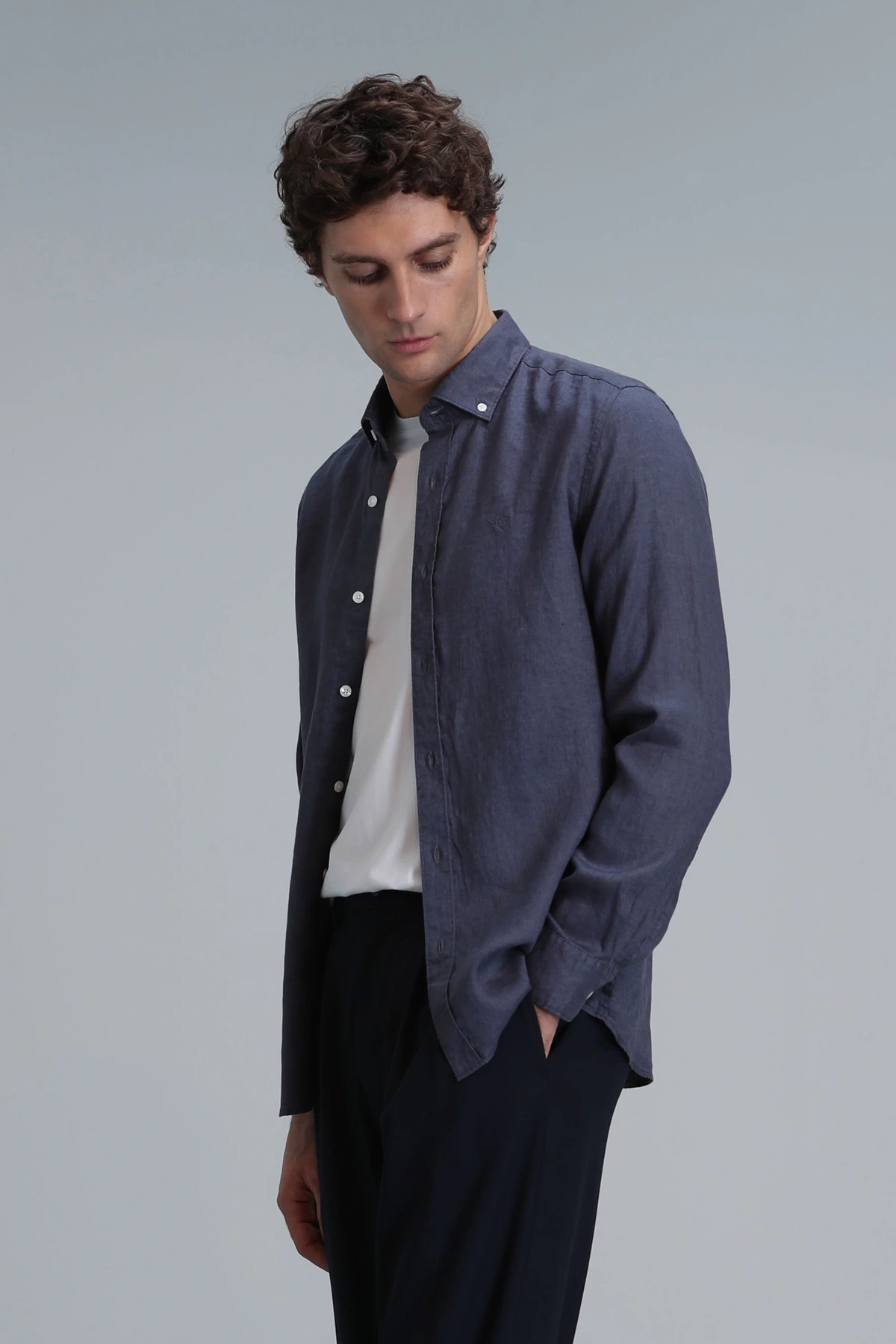 Lufian Pitaya Erkek Keten Antrasit Gömlek 111010630